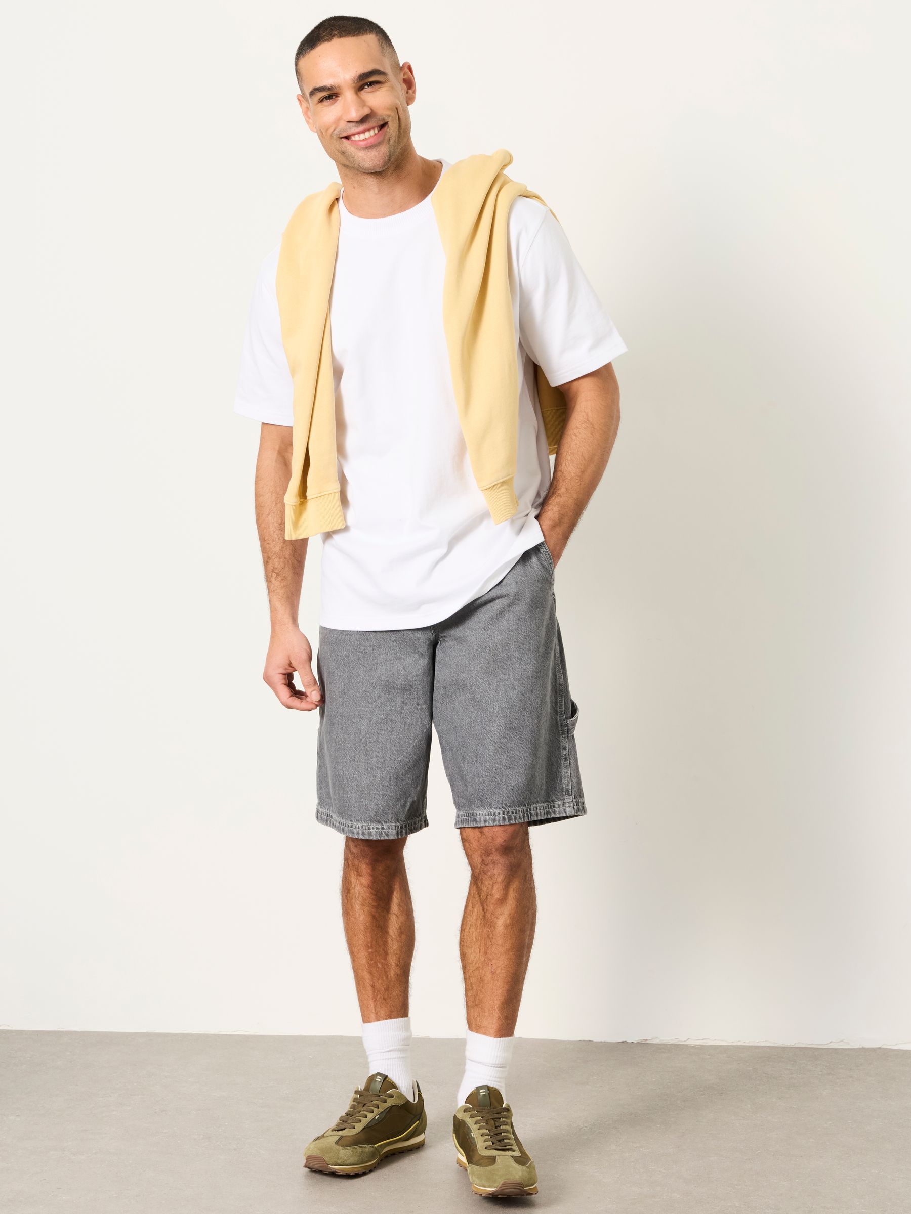 Grey Denim Loose Fit Denim Shorts - Image 5 of 6