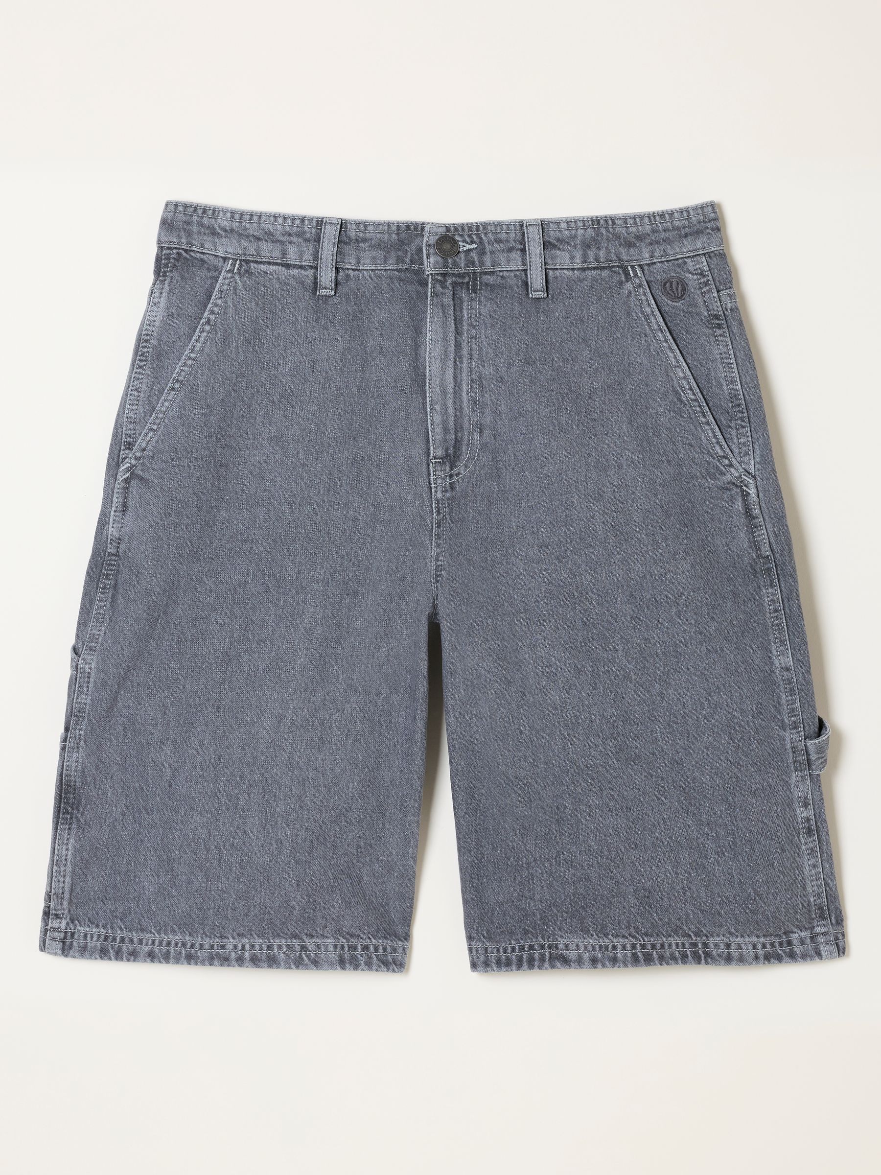 Grey Denim Loose Fit Denim Shorts - Image 6 of 6