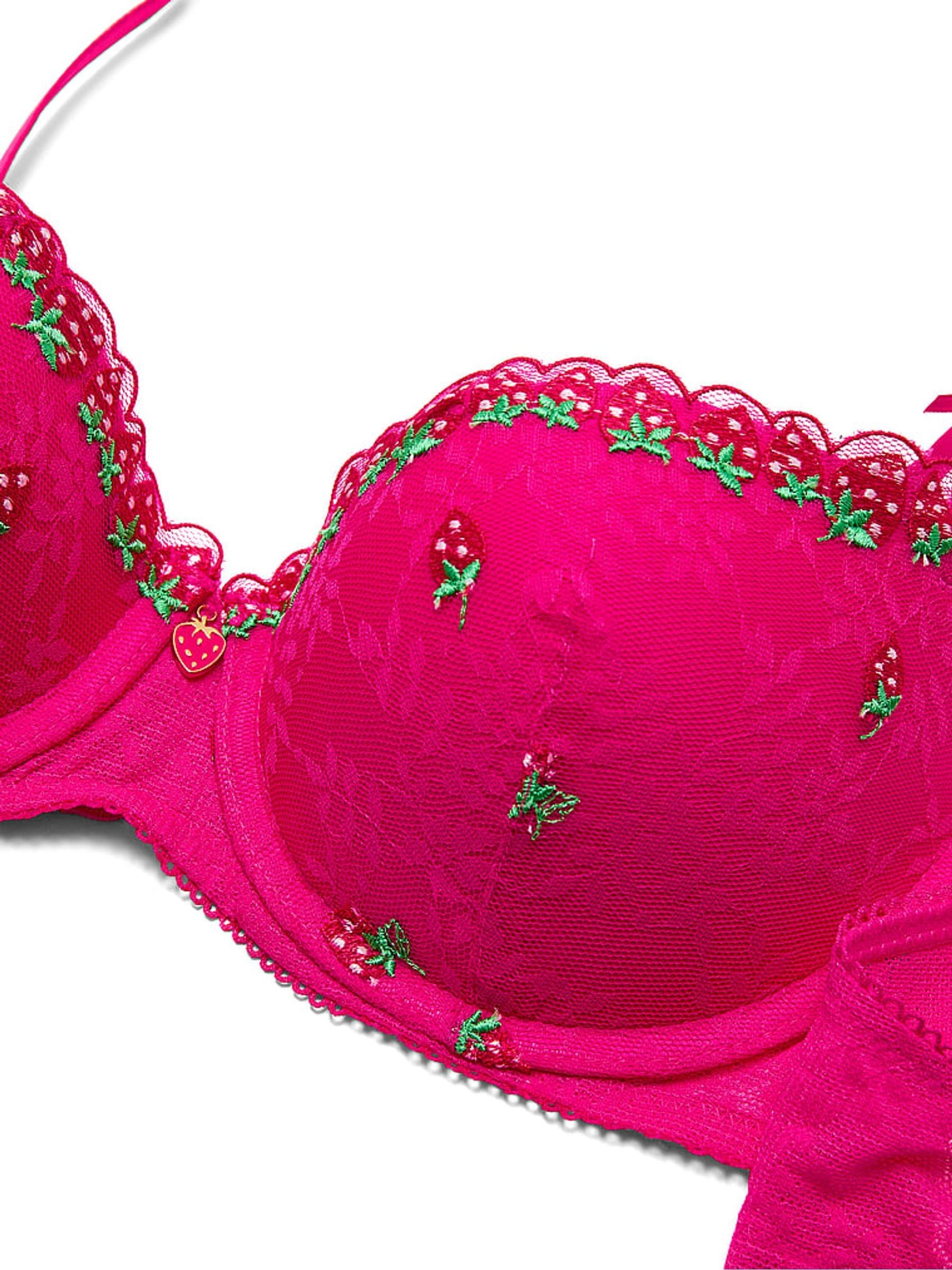 Hot Stuff Pink Push Up Strawberry Embroidery Bra - Image 3 of 3