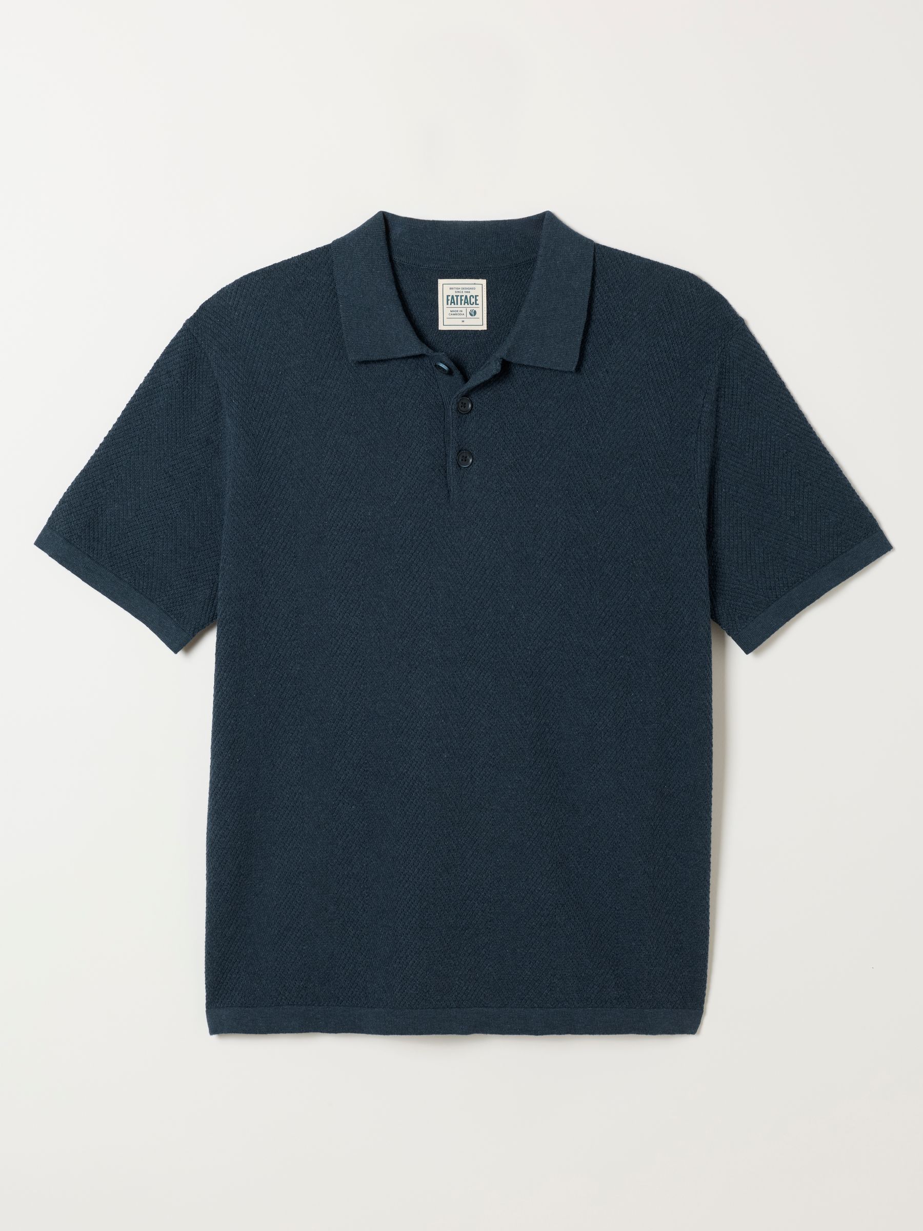Portloe Navy Knitted Polo Shirt - Image 6 of 6