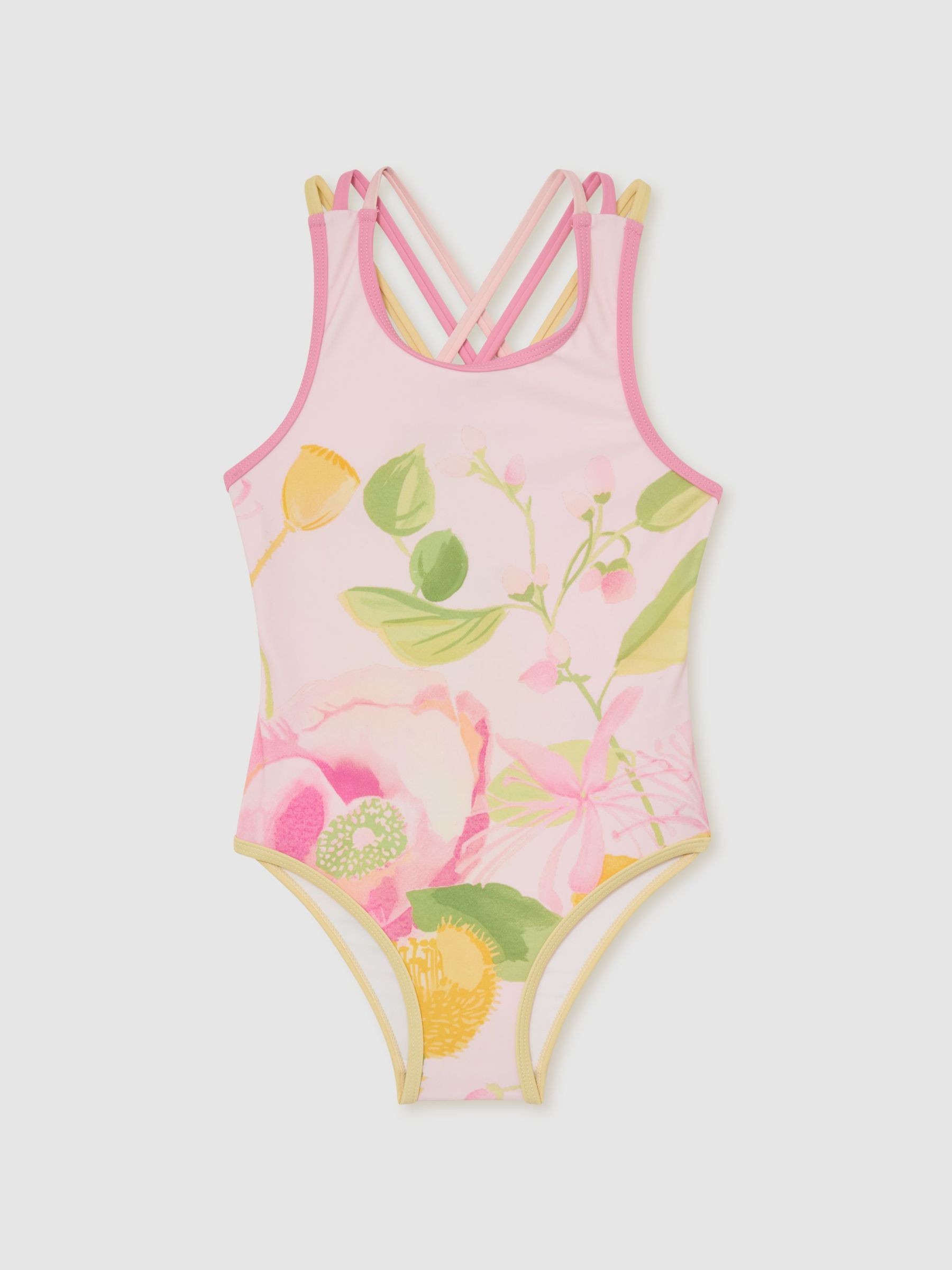 13-14 yrs Printed Cross-Strap Swimsuit in Pink Print - Image 3 of 3
