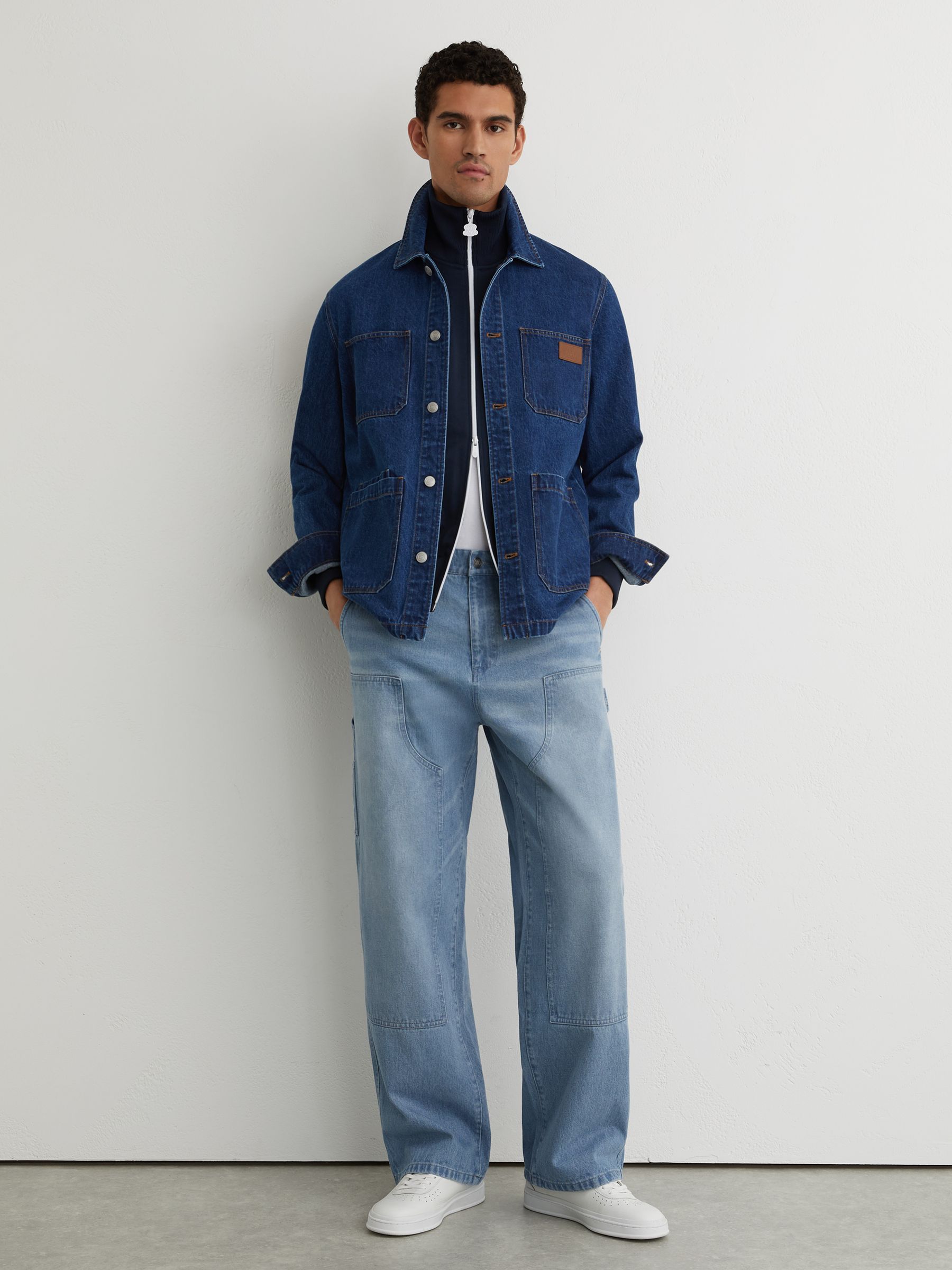 Monogram Relaxed-Fit Carpenter Jeans in Light Blue - Image 1 of 8