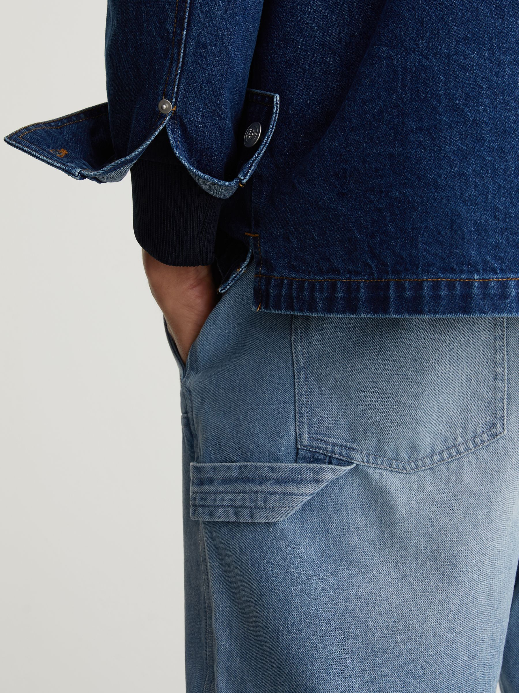 Monogram Relaxed-Fit Carpenter Jeans in Light Blue - Image 4 of 8