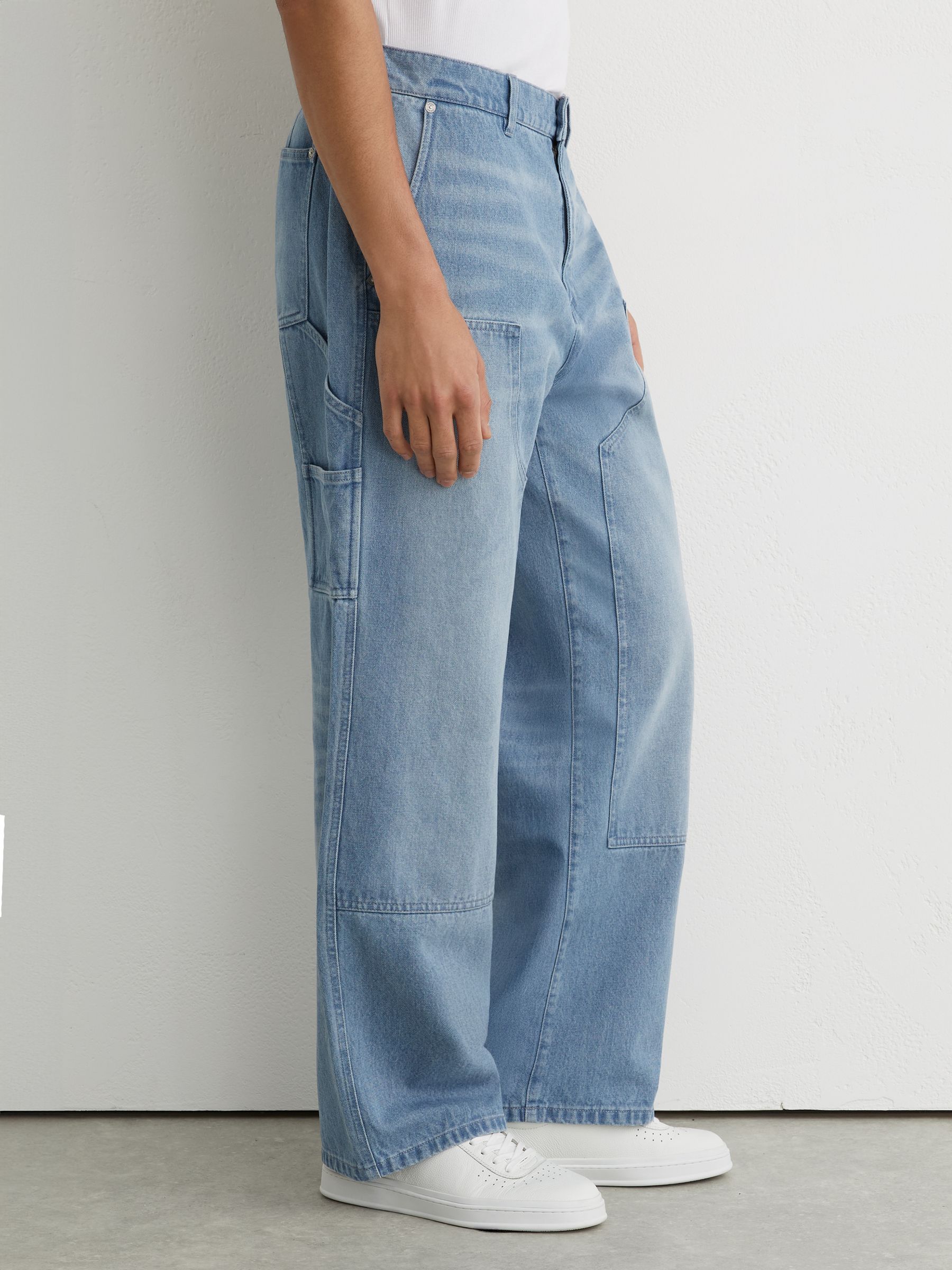 Monogram Relaxed-Fit Carpenter Jeans in Light Blue - Image 5 of 8