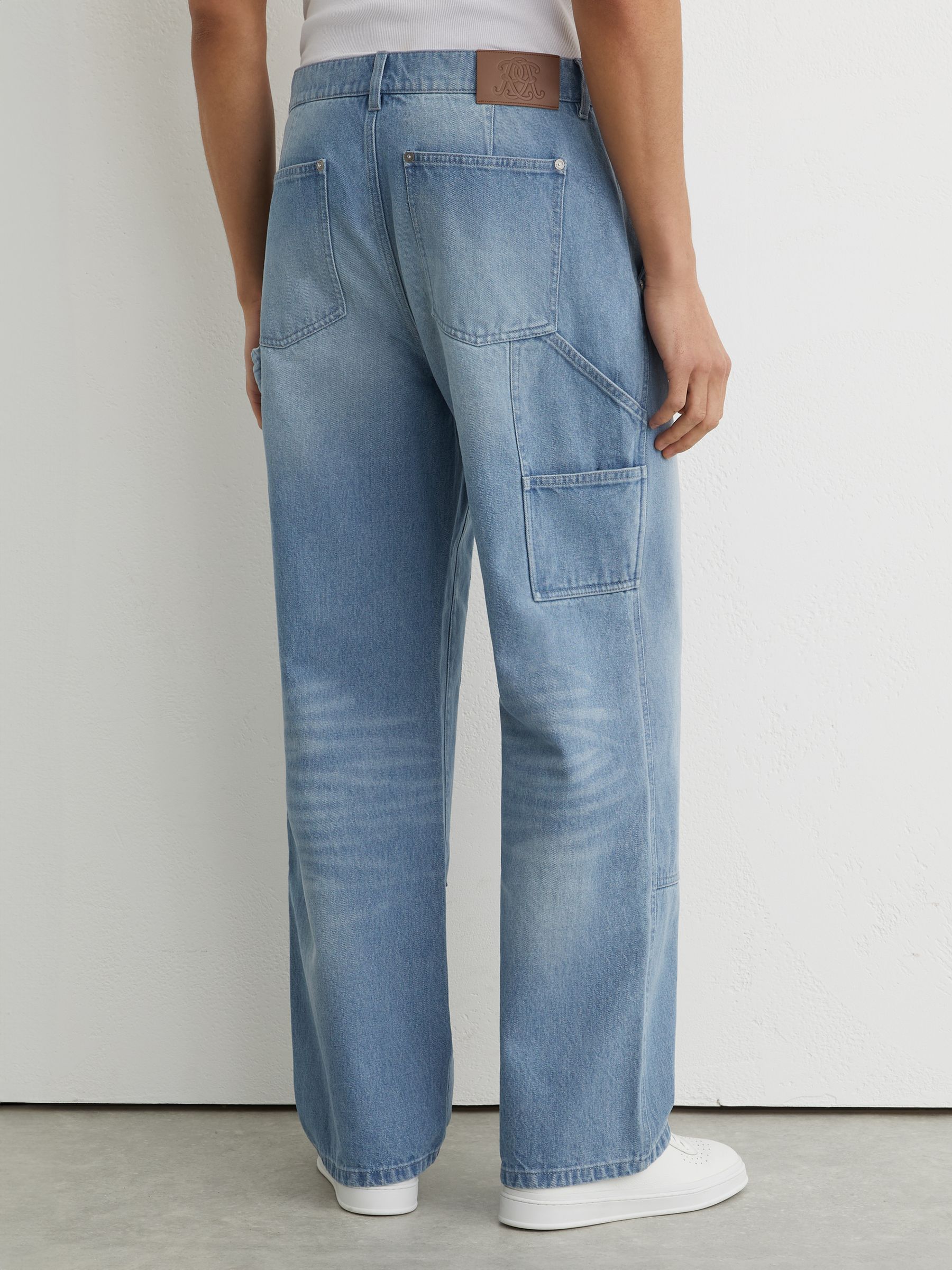 Monogram Relaxed-Fit Carpenter Jeans in Light Blue - Image 6 of 8