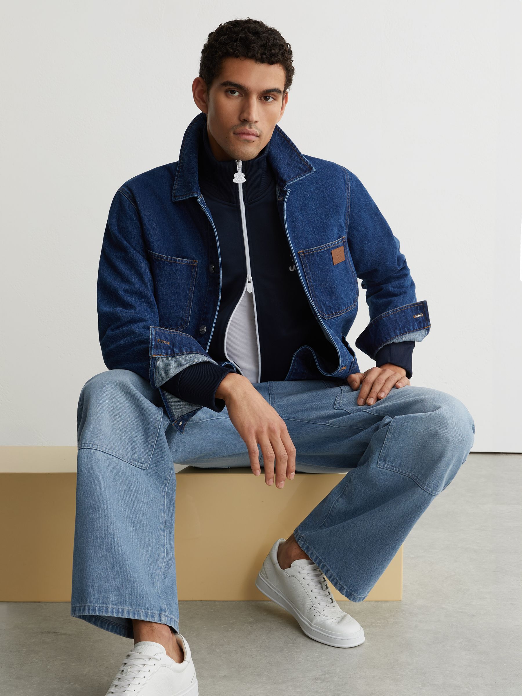 Monogram Relaxed-Fit Carpenter Jeans in Light Blue - image 4