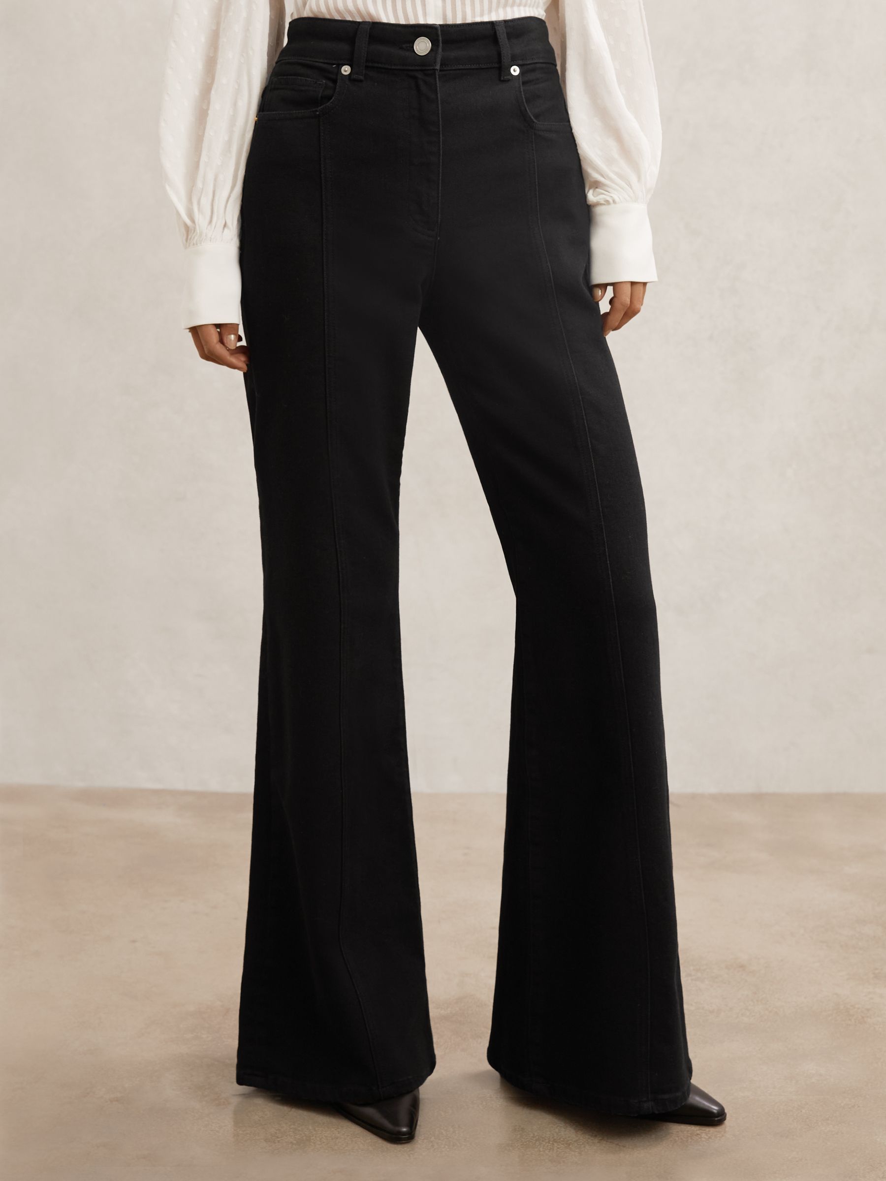 Flared Seam-Detail Jeans in Black - Image 5 of 7