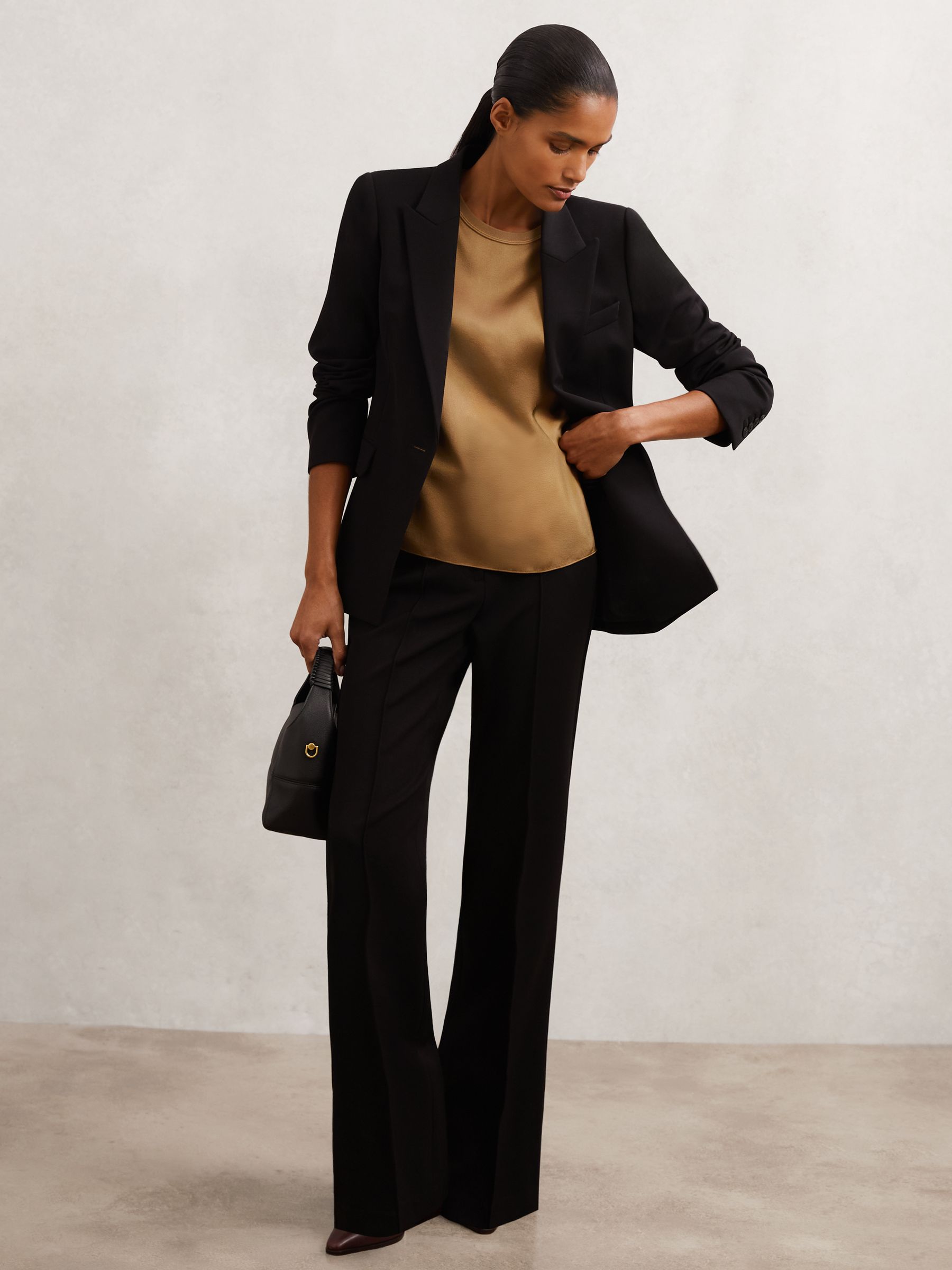 Silk Short-Sleeve Top in Camel - Image 4 of 7