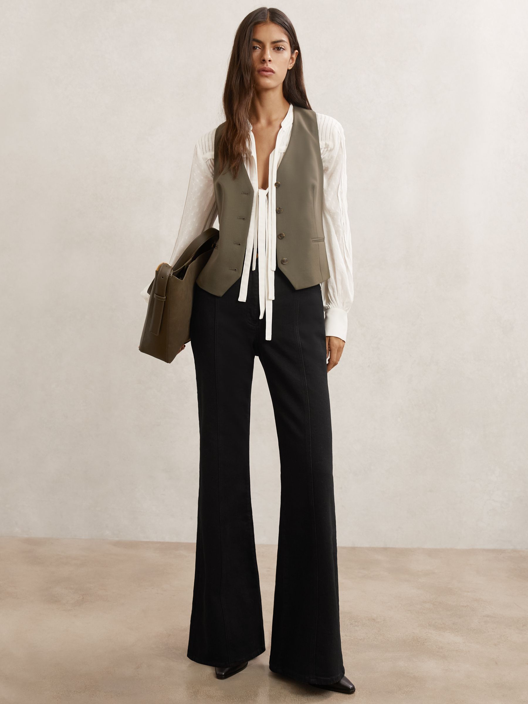 Petite Flared Seam-Detail Jeans in Black - Image 1 of 8