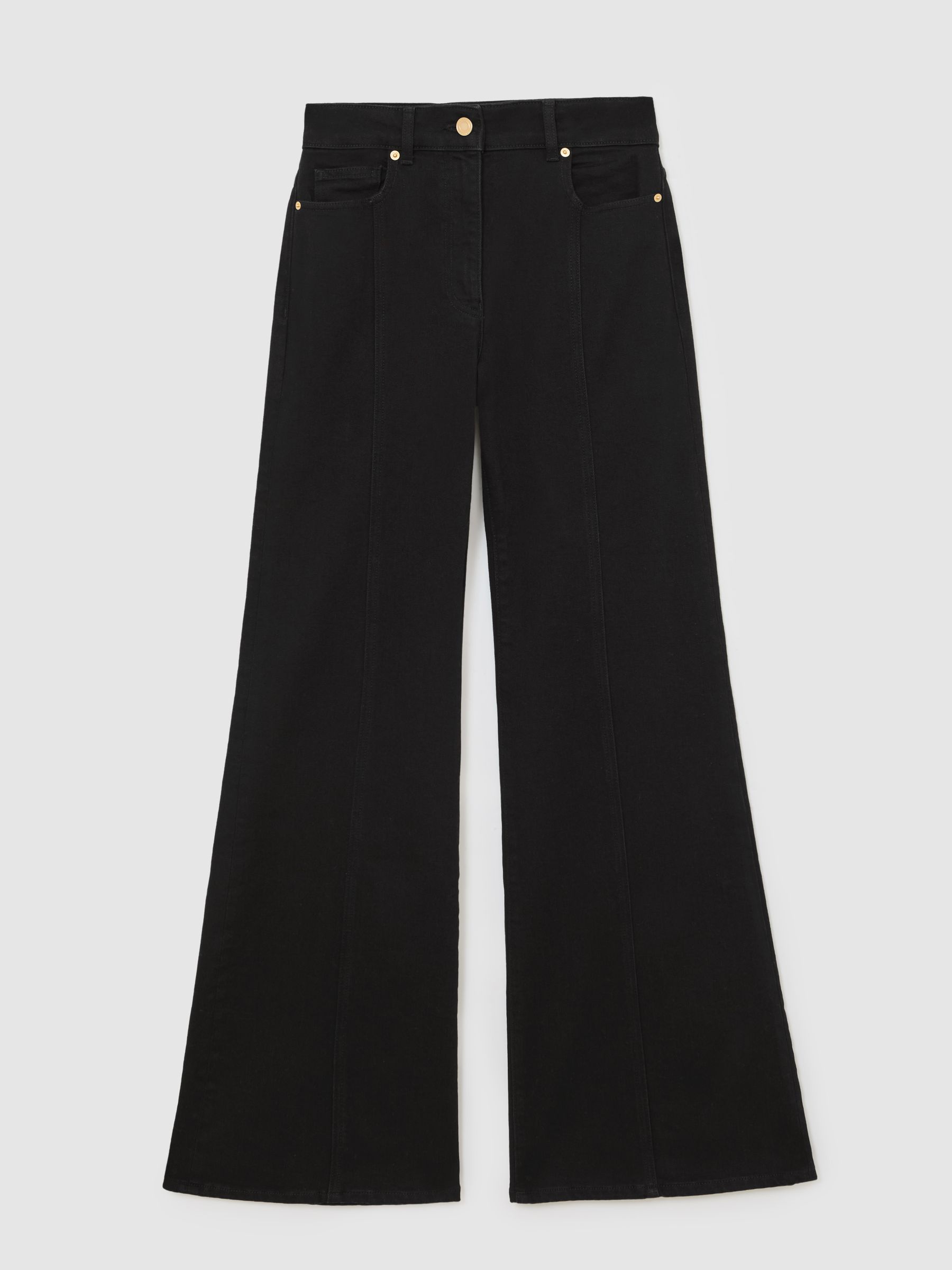 Petite Flared Seam-Detail Jeans in Black - image 1