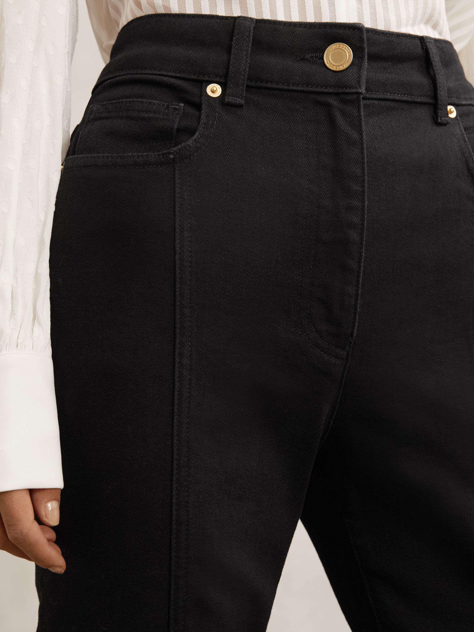 Petite Flared Seam-Detail Jeans in Black - image 5