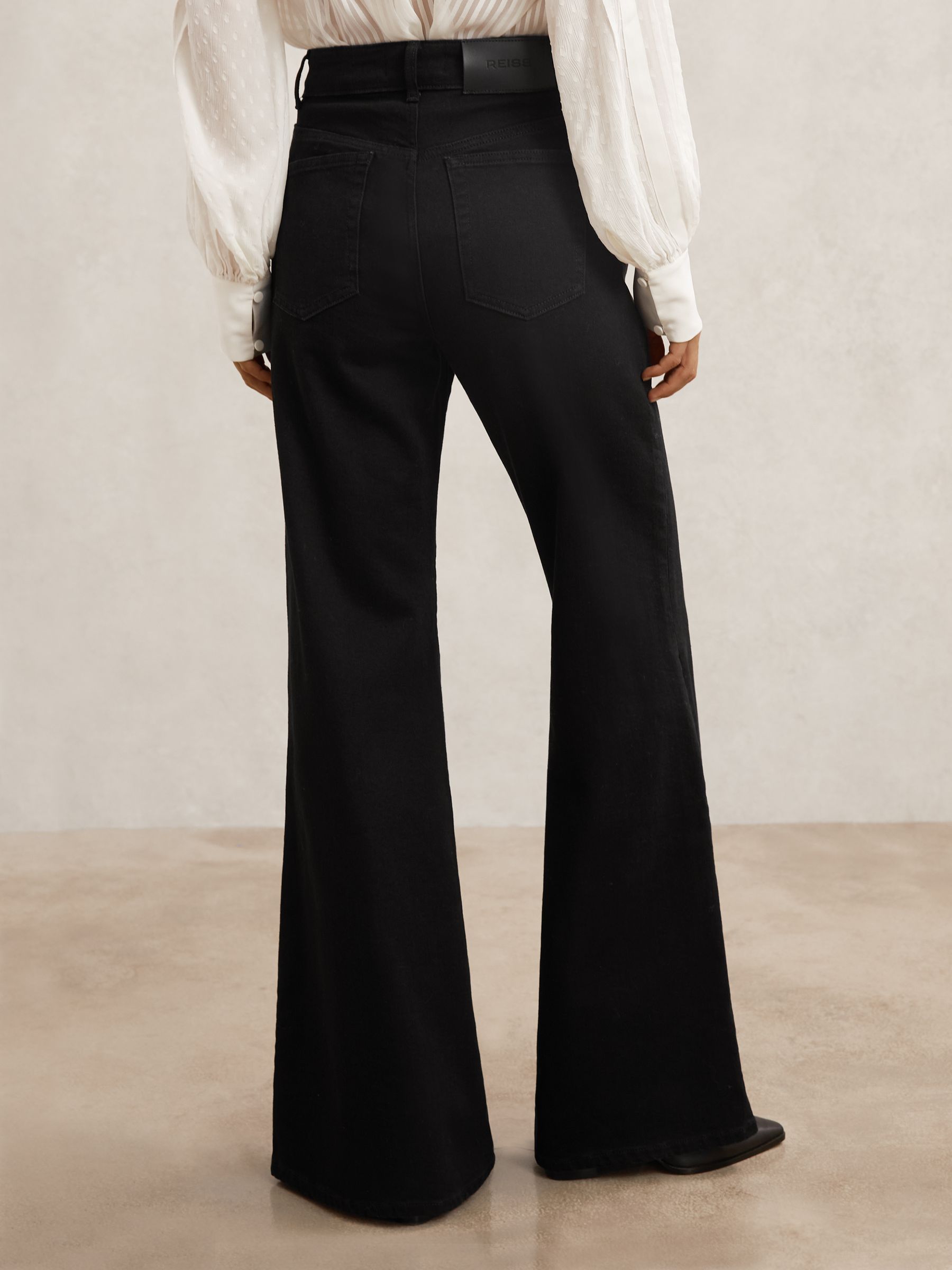 Petite Flared Seam-Detail Jeans in Black - Image 4 of 8