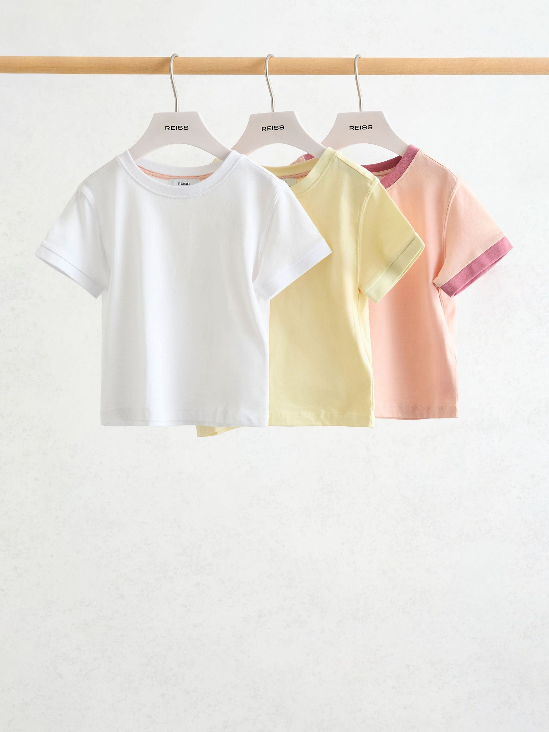 3 Pack Cotton Crew-Neck T-Shirts in Multi - Image 2 of 3 3 Pack Cotton Crew-Neck T-Shirts in Multi - Image 2 of 3