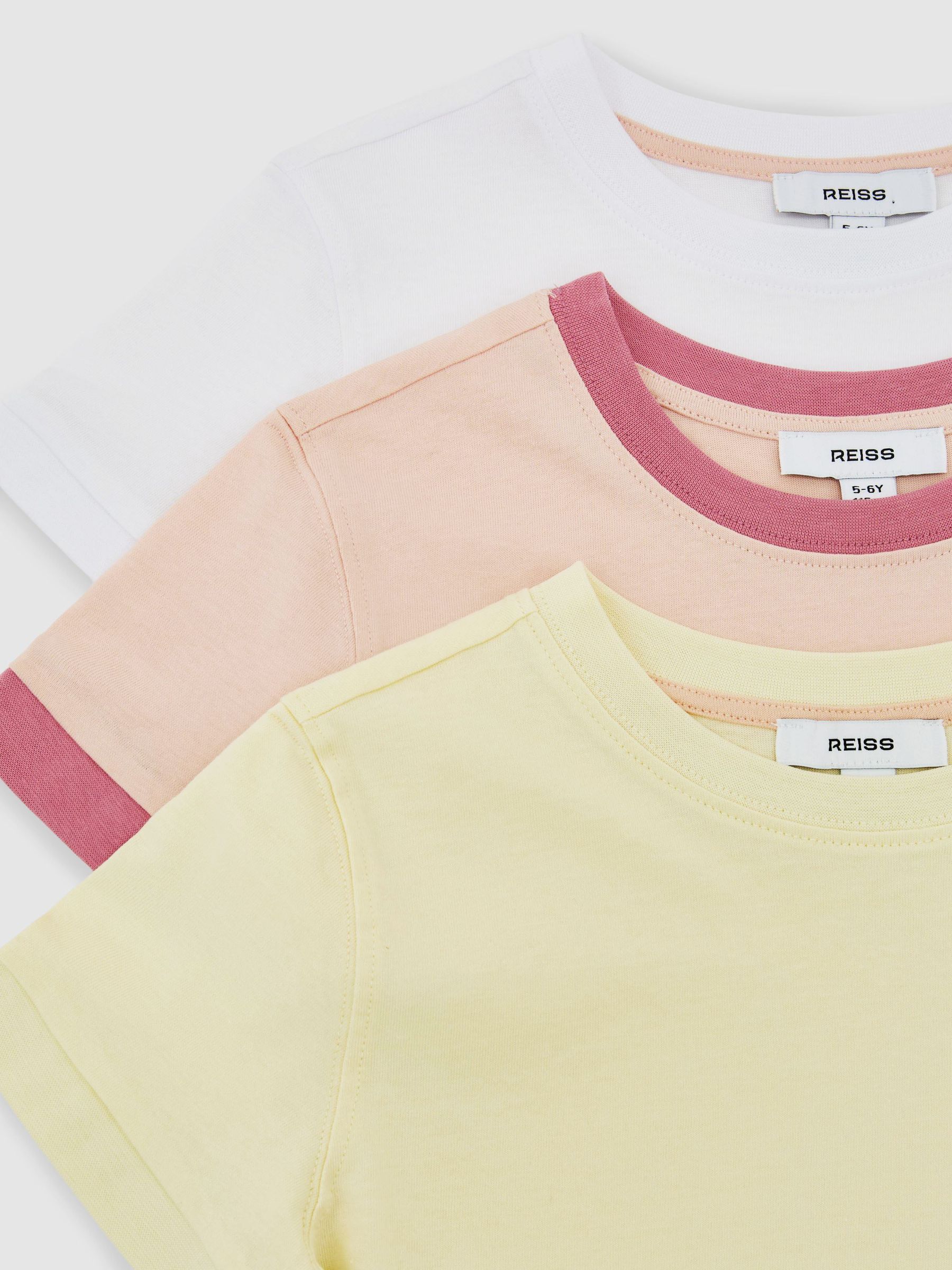 3 Pack Cotton Crew-Neck T-Shirts in Multi - Image 3 of 3