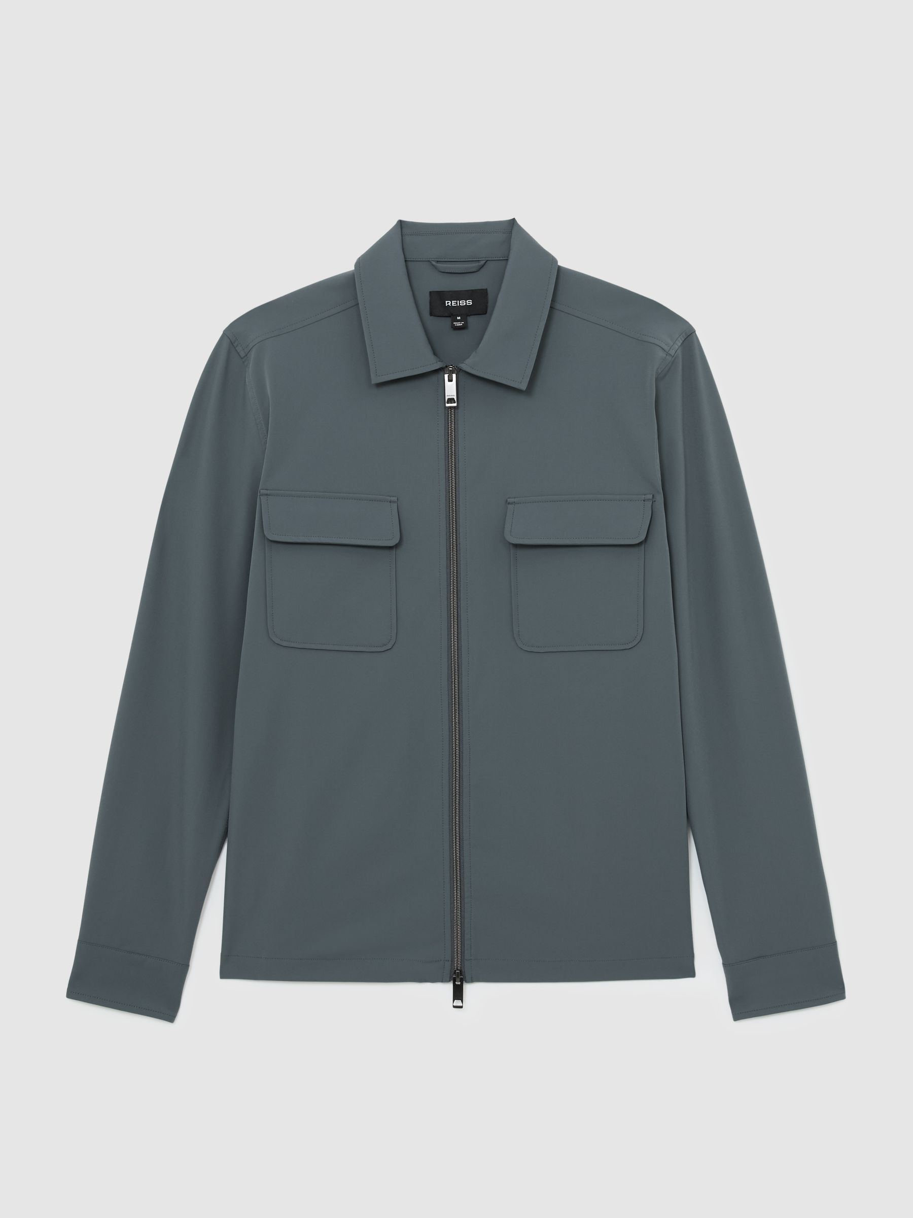 Technical Zip-Through Overshirt in Airforce Blue - Image 2 of 6 Technical Zip-Through Overshirt in Airforce Blue - Image 2 of 6