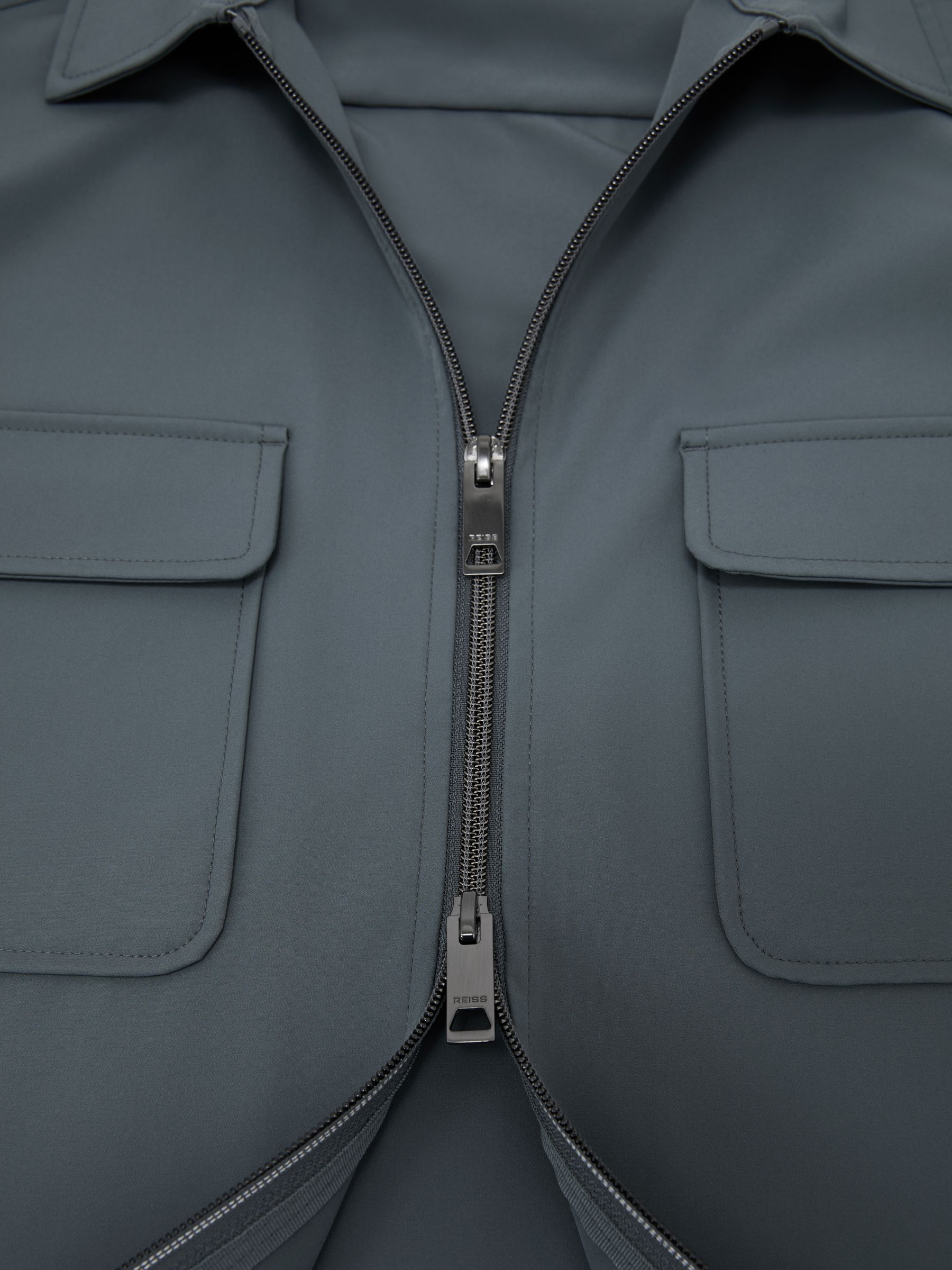 Technical Zip-Through Overshirt in Airforce Blue - Image 6 of 6