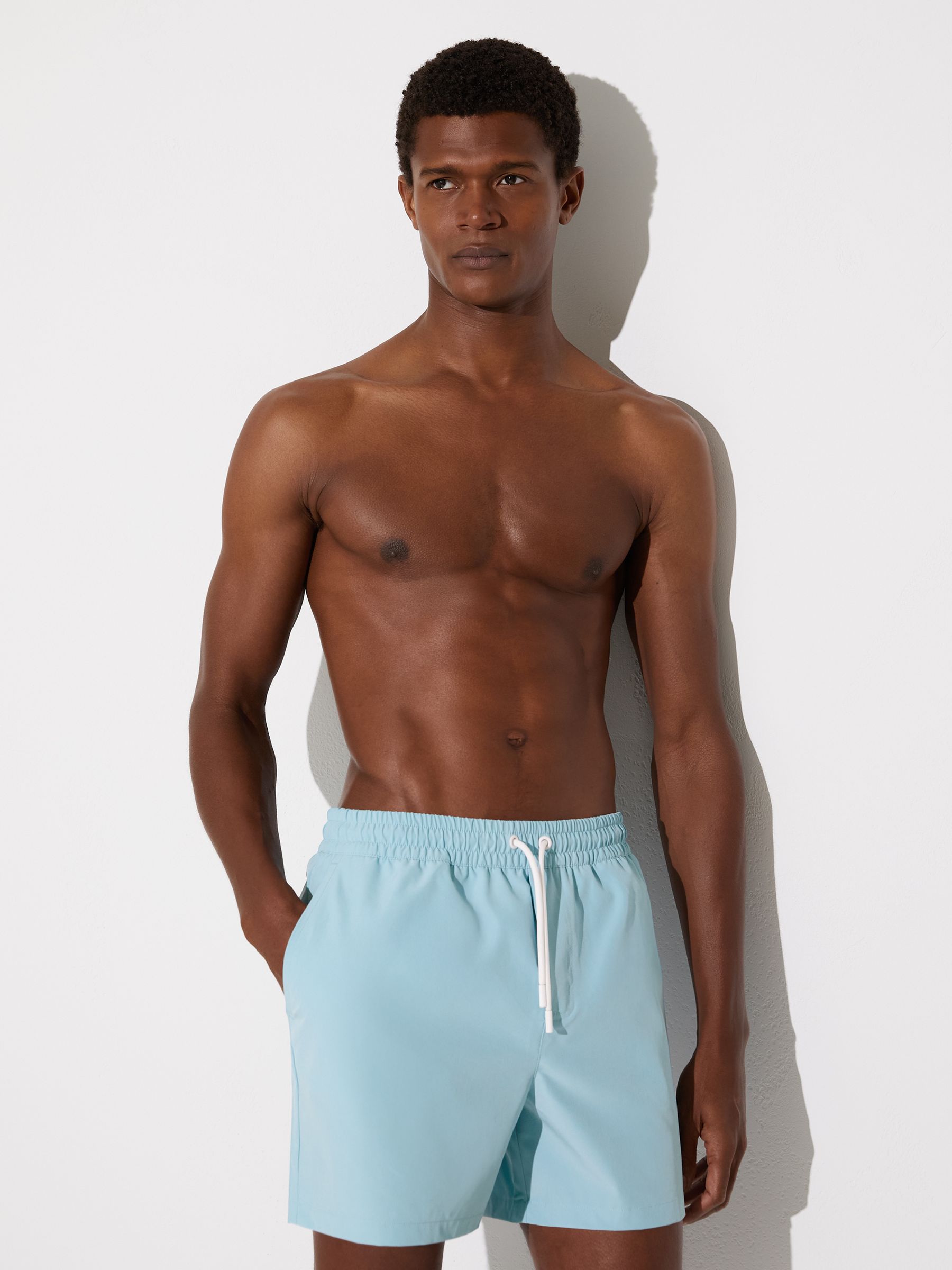 Drawstring Swim Shorts in Aqua Blue - image 2