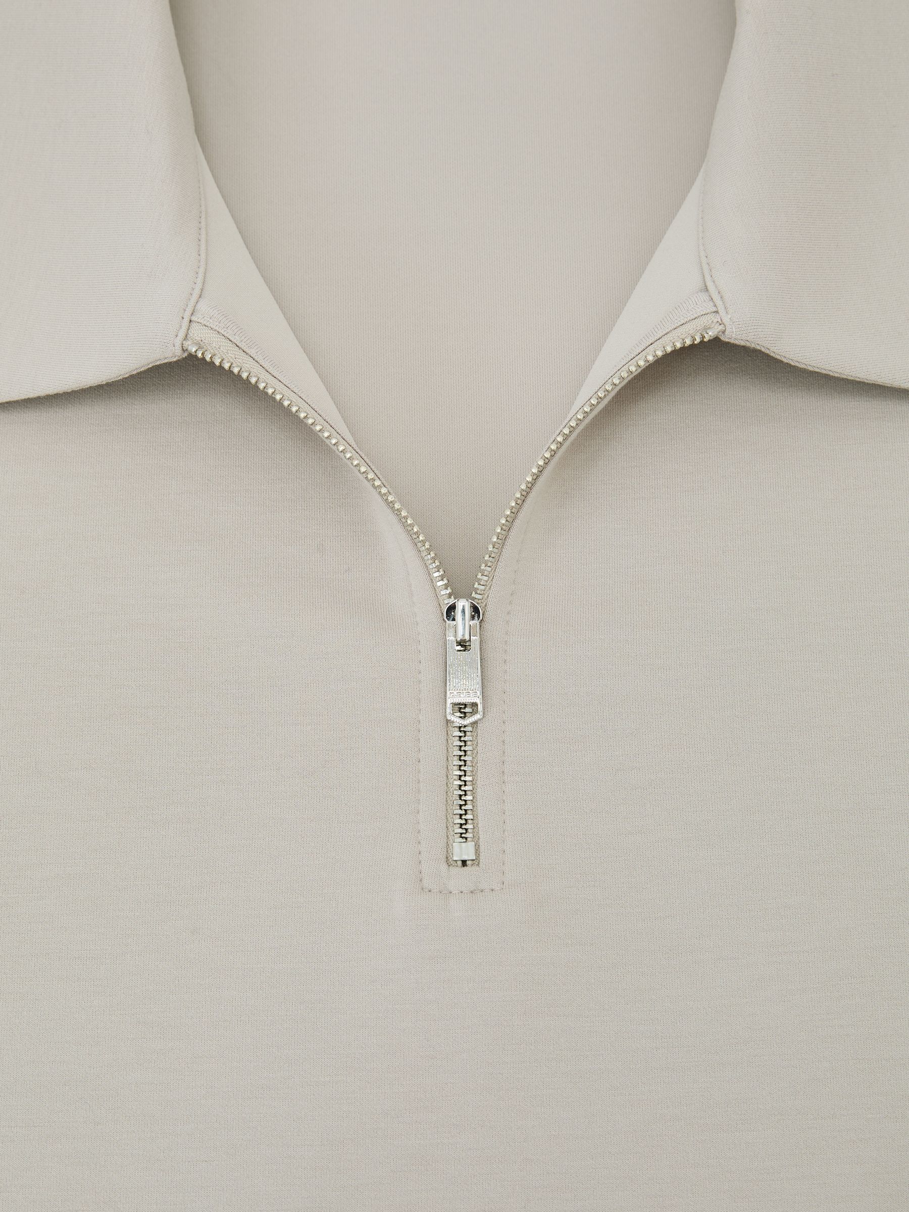 Premium Interlock Half-Zip Polo Shirt in Stone - Image 5 of 5