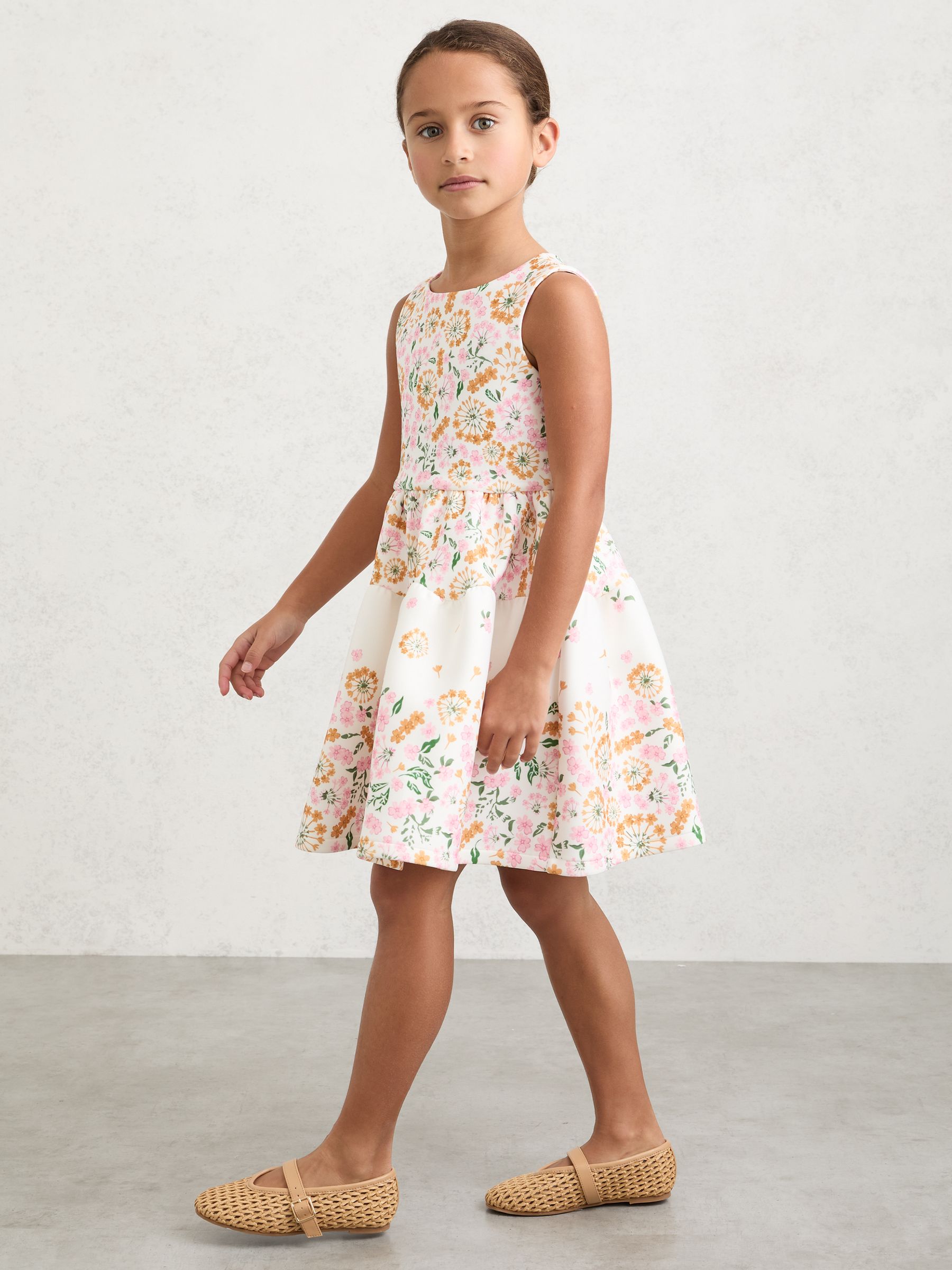 Floral-Print Sleeveless Scuba Dress in Pink Print - Image 3 of 5