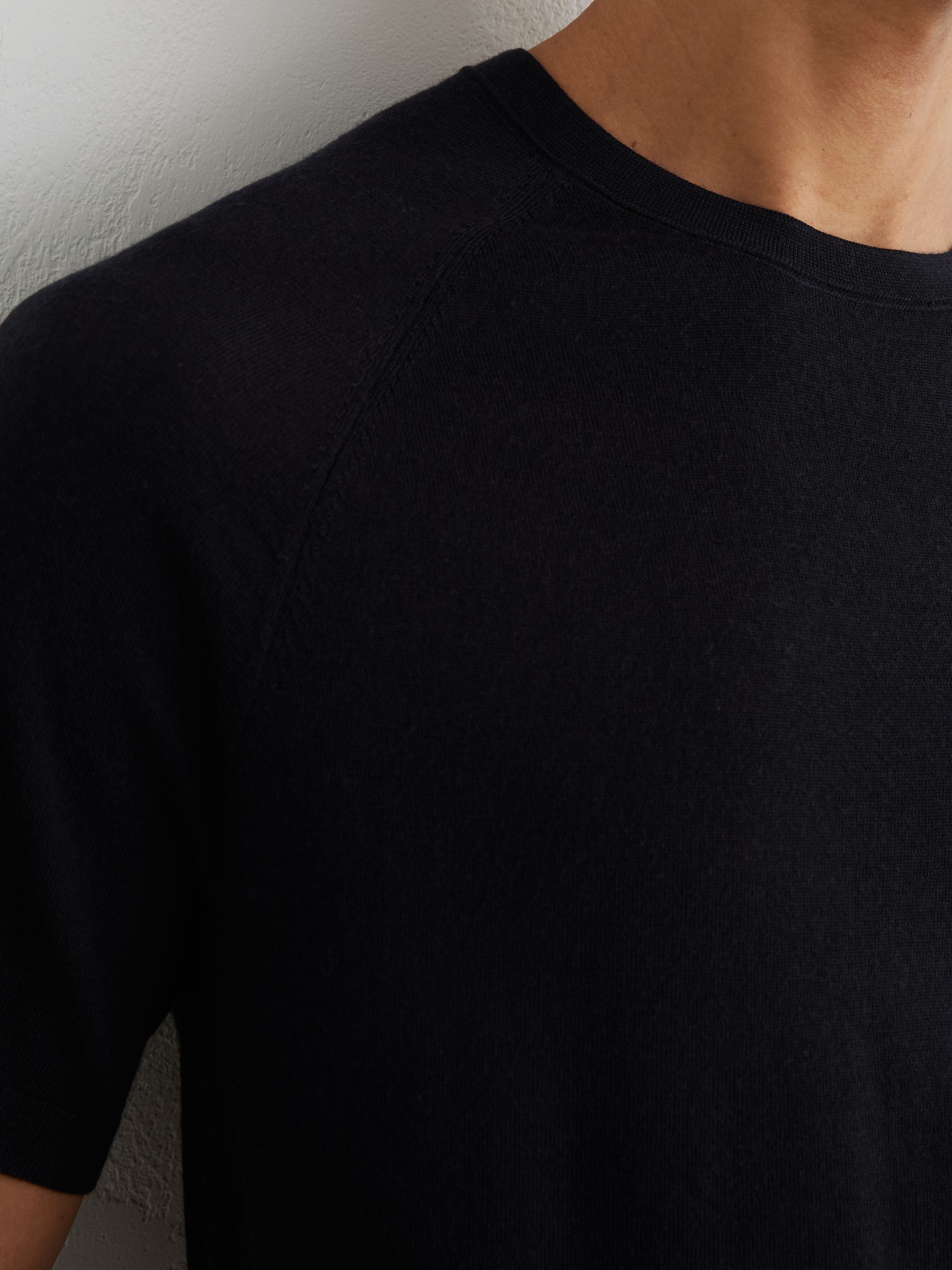 Merino Wool Raglan-Sleeve T-Shirt in Navy - image 5