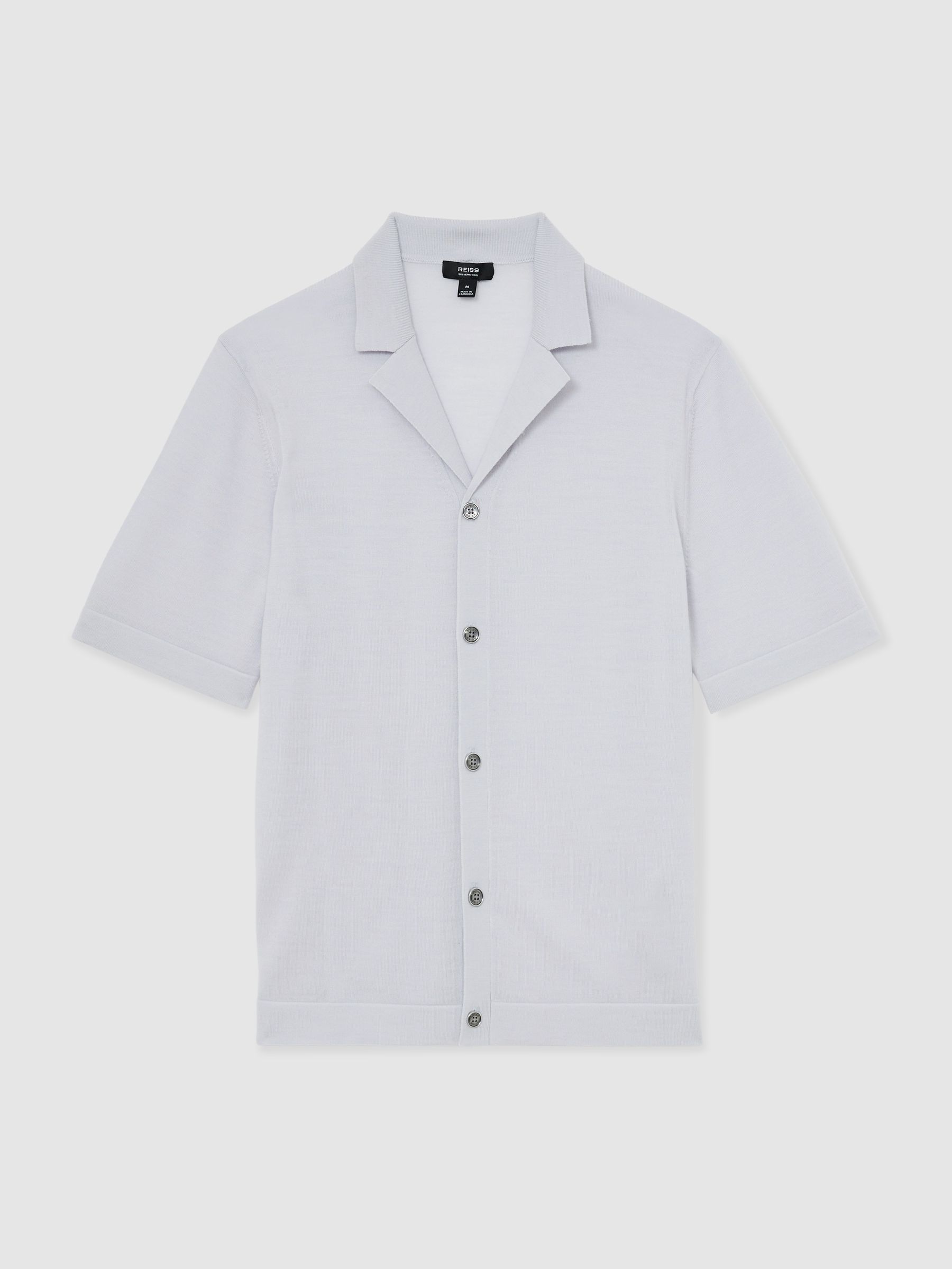 Merino Wool Cuban-Collar Shirt in Frost Blue - Image 2 of 6