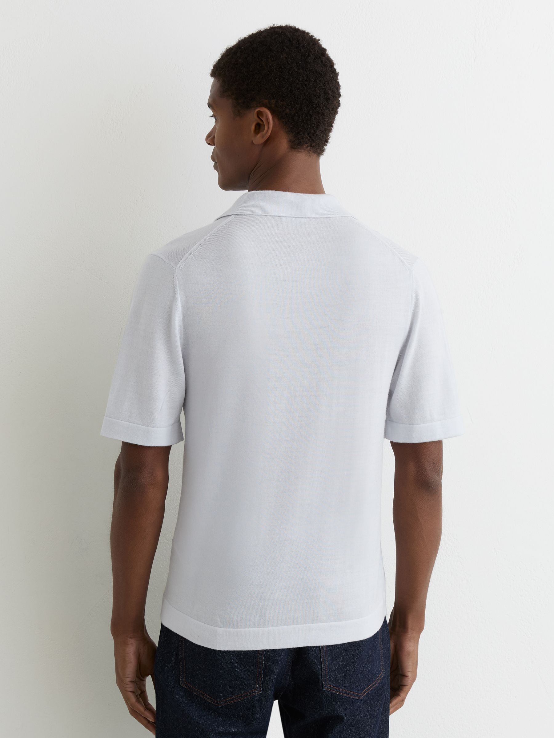 Merino Wool Cuban-Collar Shirt in Frost Blue - Image 5 of 6