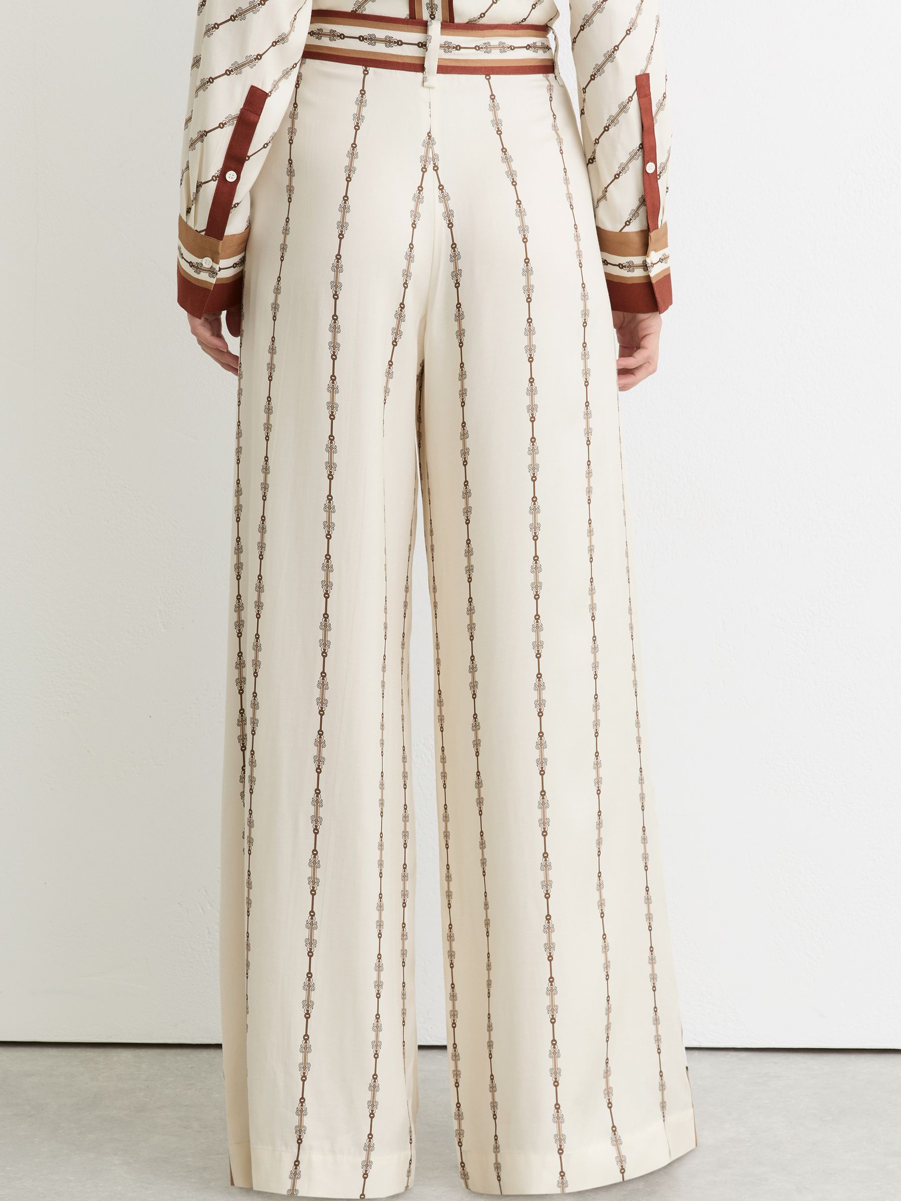 Chain-Print Wide-Leg Trousers in Ivory - Image 5 of 7