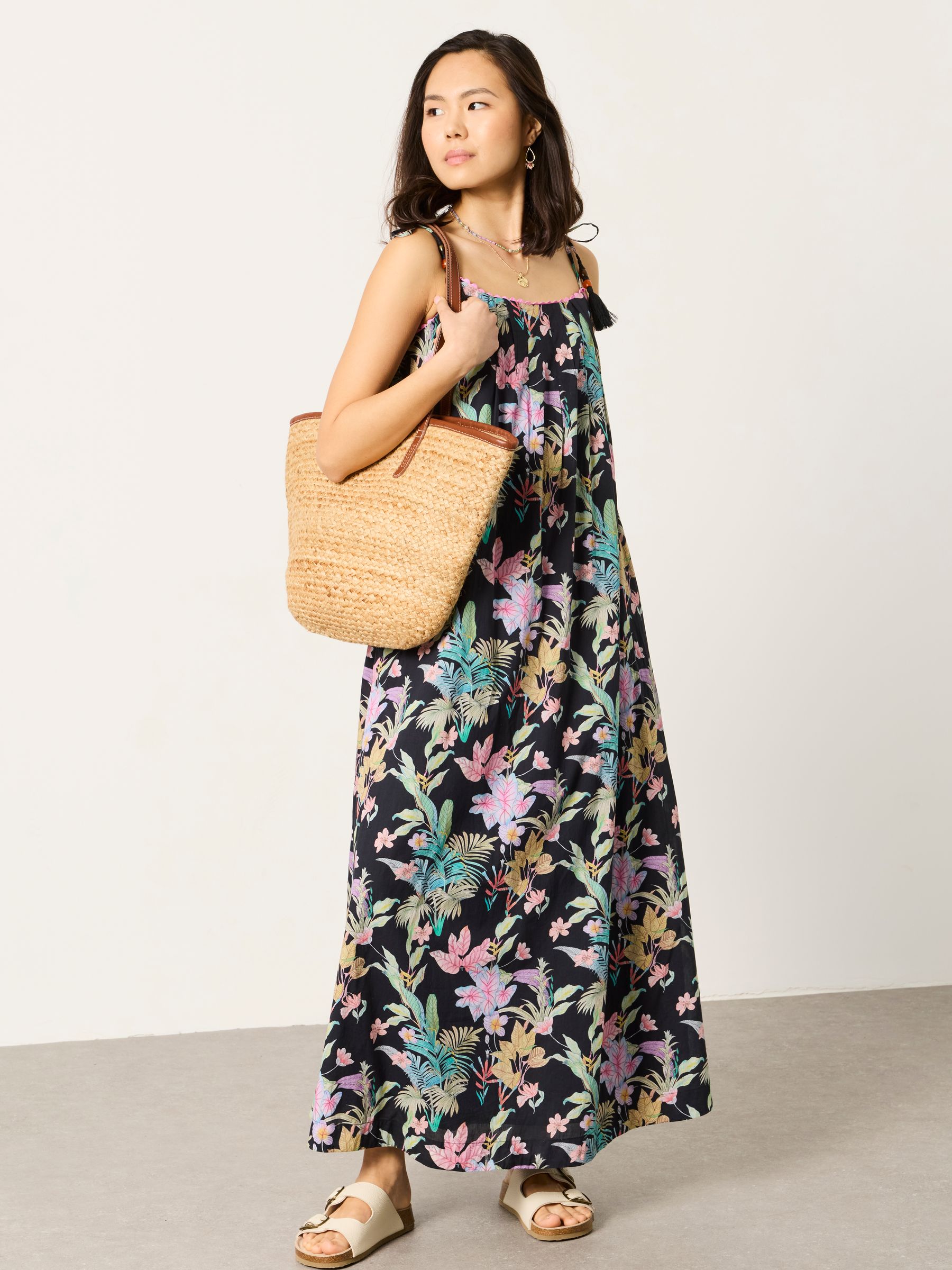 Bea Black Tropical Regular Maxi Dress - Image 1 of 5
