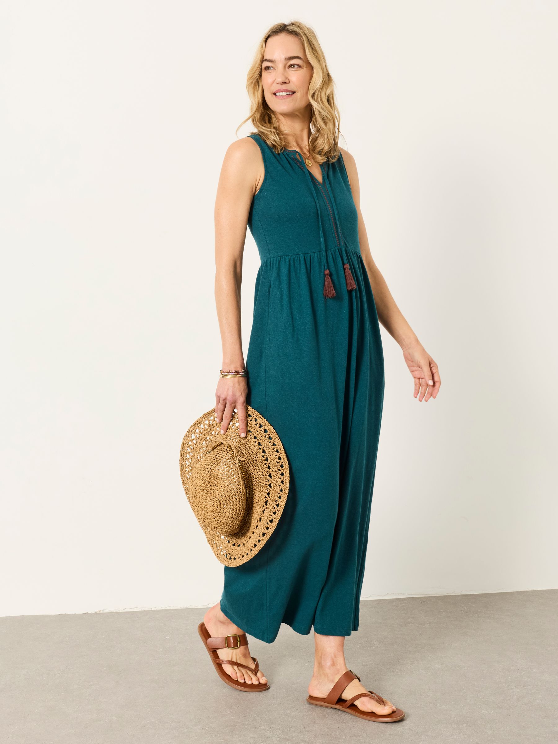 Elsa Teal Blue Regular Jersey Maxi Dress - Image 1 of 7