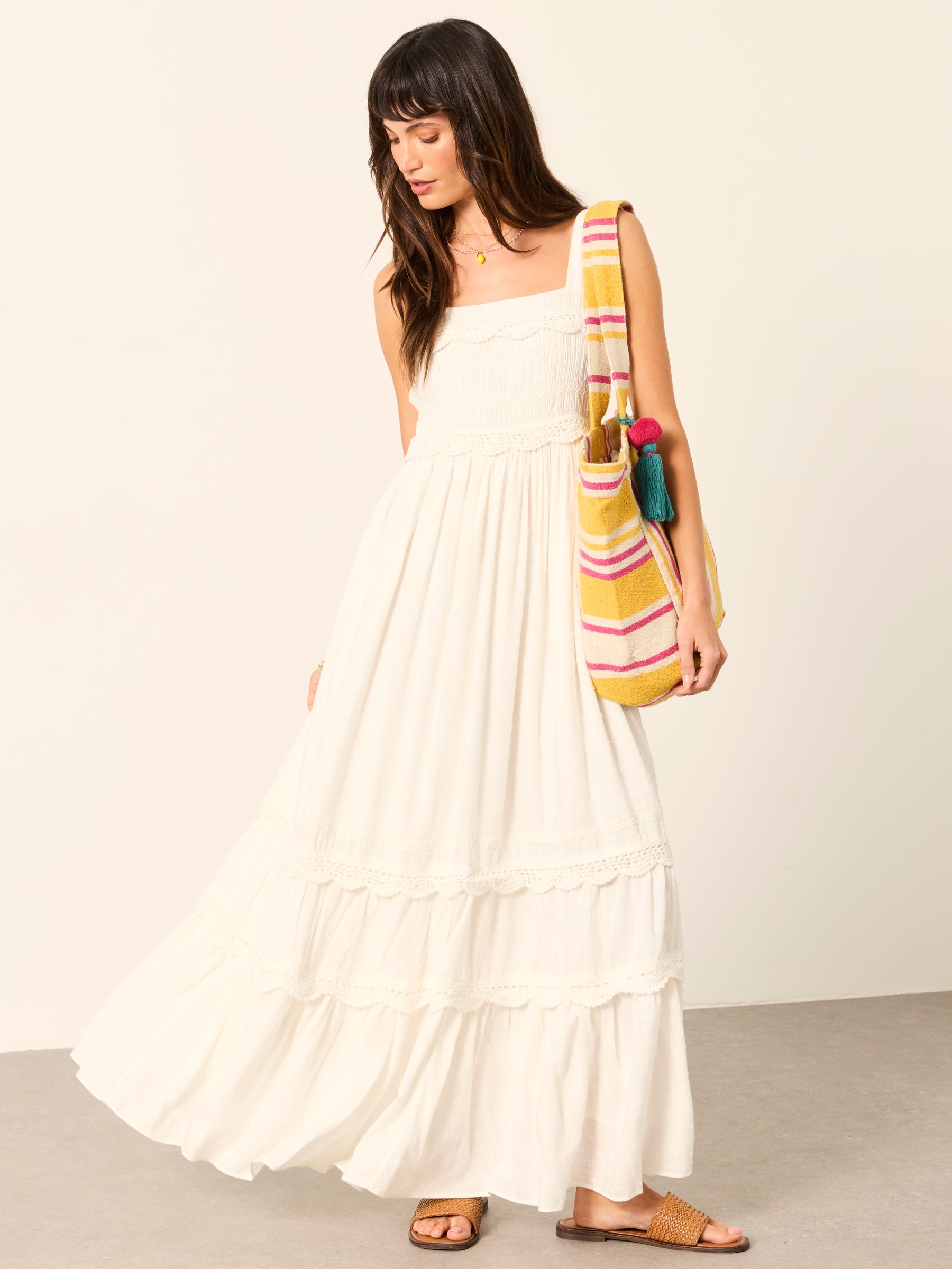Clara Ivory Regular Dobby Midi Dress - Image 1 of 6 Clara Ivory Regular Dobby Midi Dress - Image 1 of 6