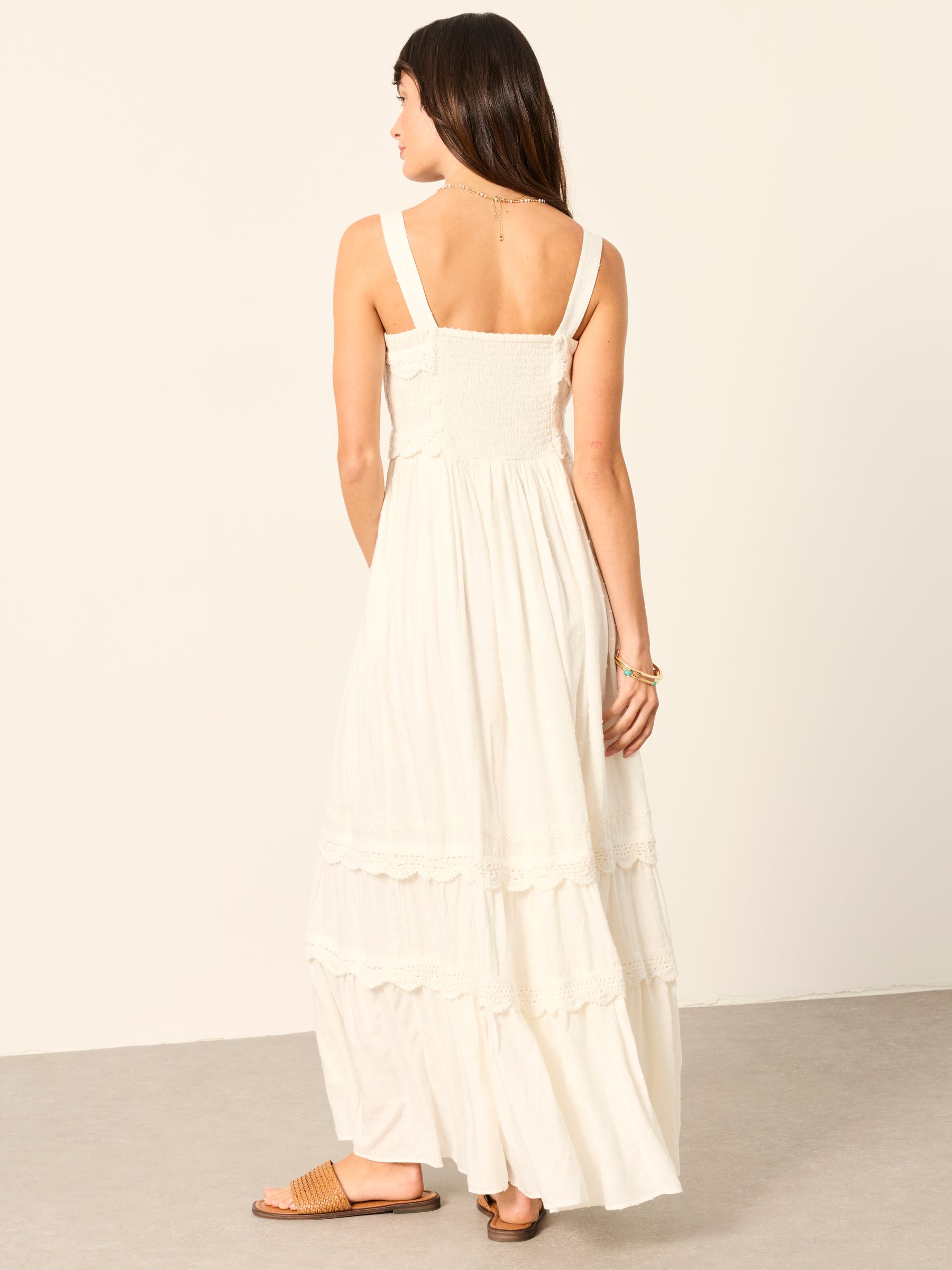 Clara Ivory Regular Dobby Midi Dress - Image 2 of 6