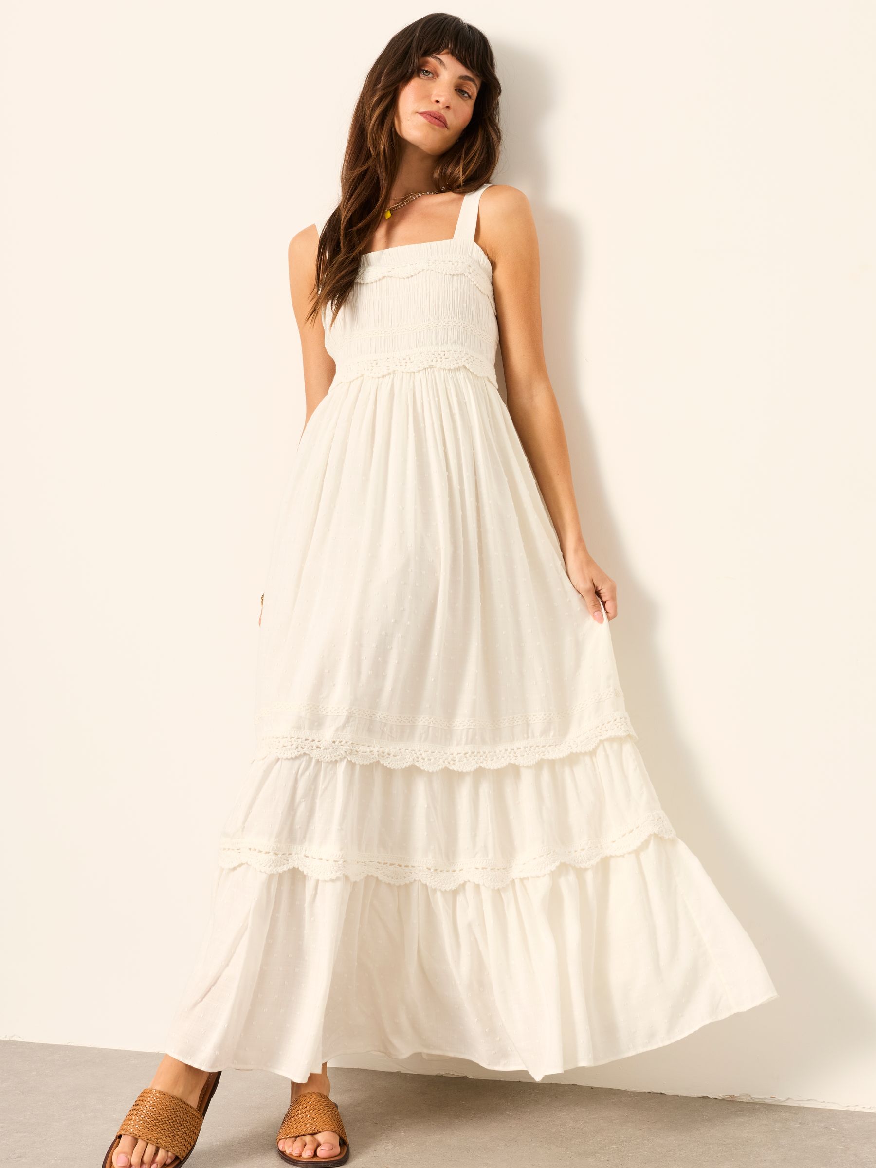 Clara Ivory Regular Dobby Midi Dress - Image 3 of 6