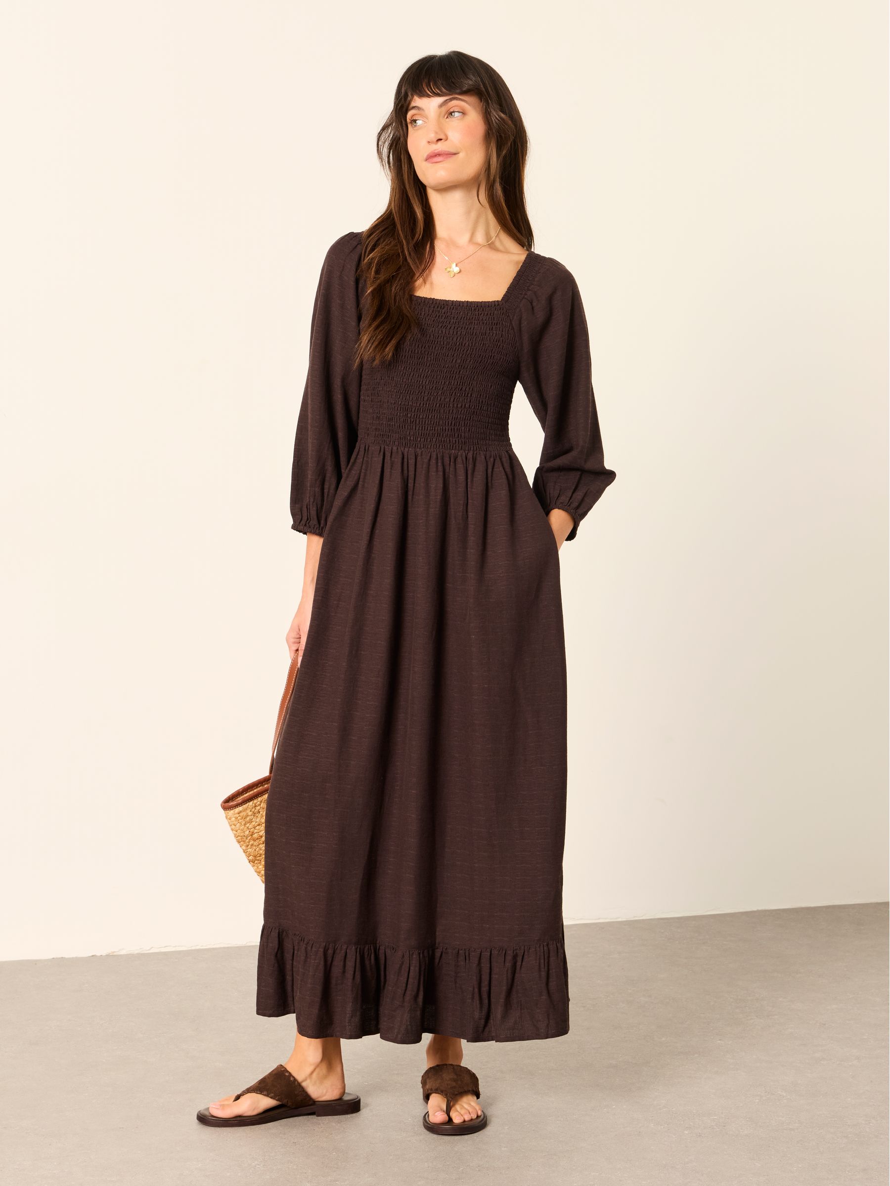 Adele Chocolate Brown Regular Midi Dress