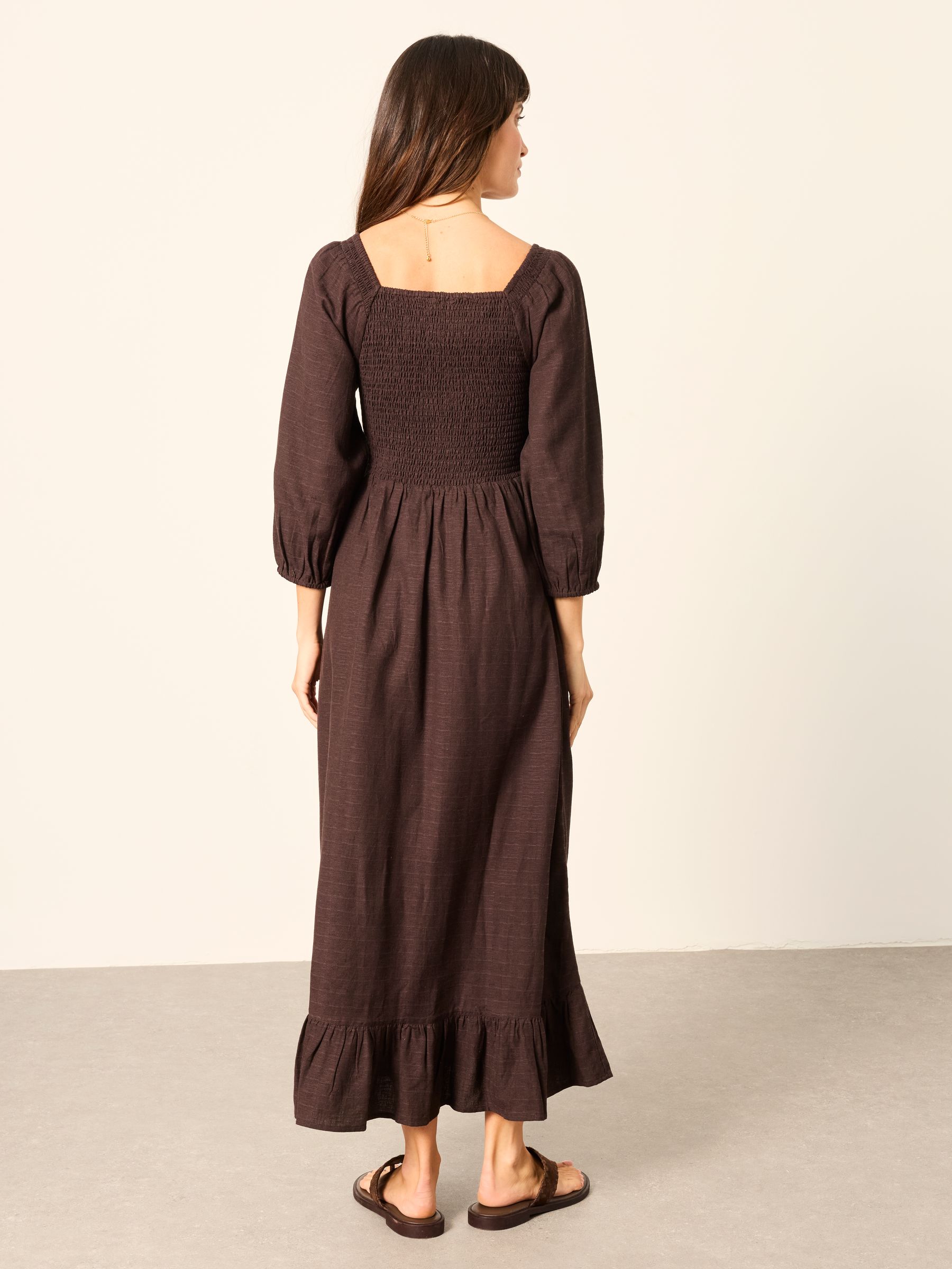 Adele Chocolate Brown Regular Midi Dress - Image 2 of 6