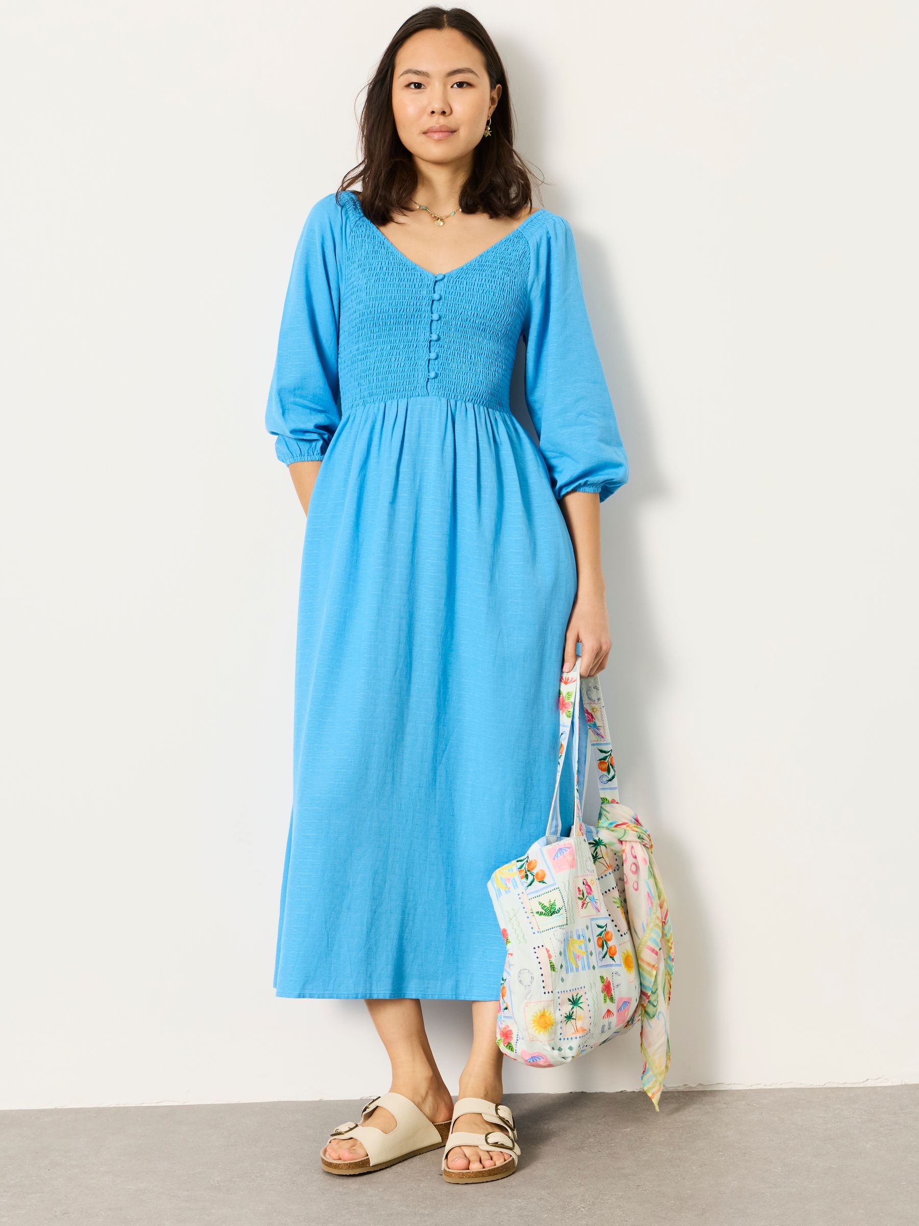 Adele Blue Regular Midi Dress | FatFace USA