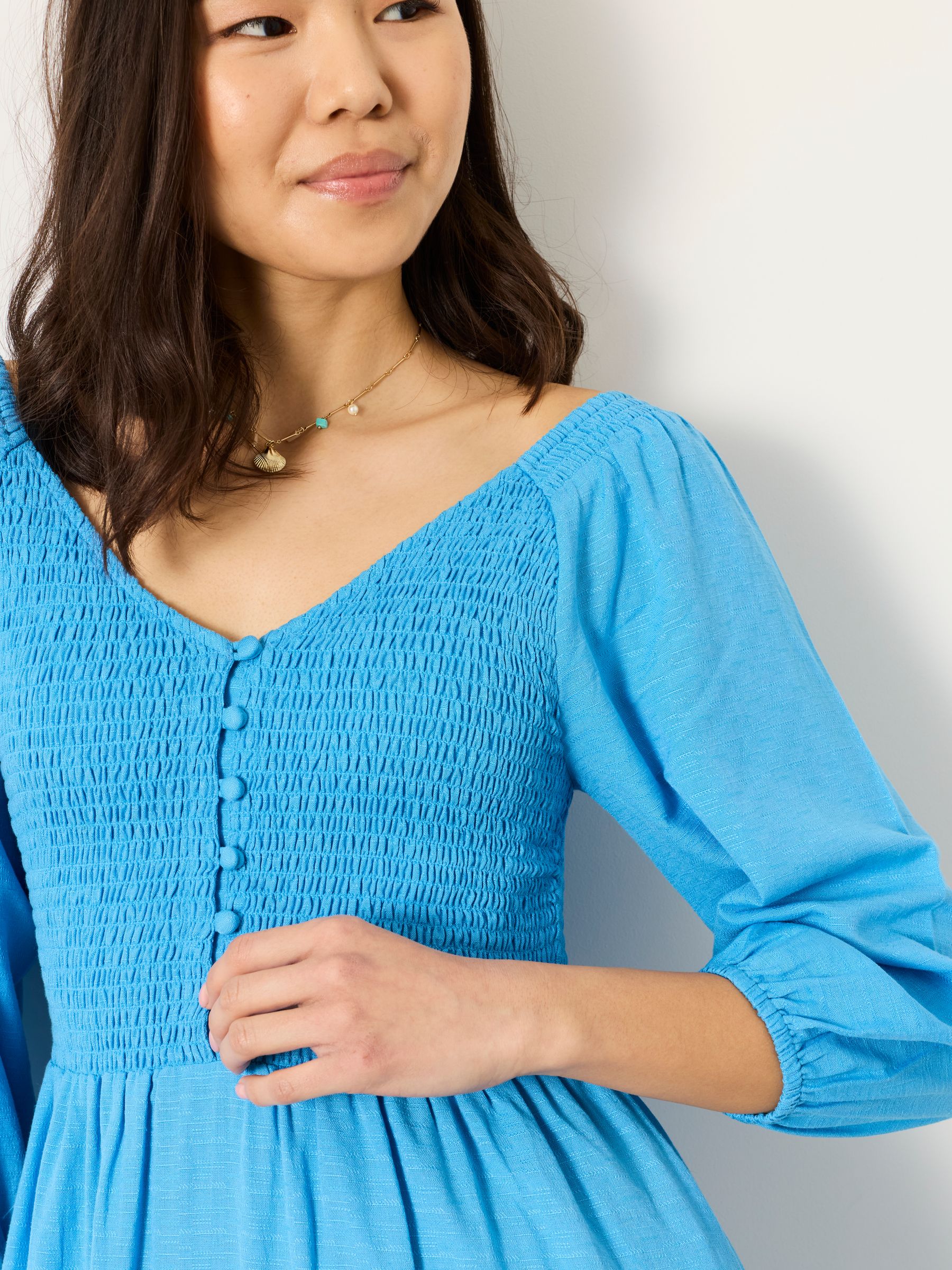Adele Blue Regular Midi Dress | FatFace