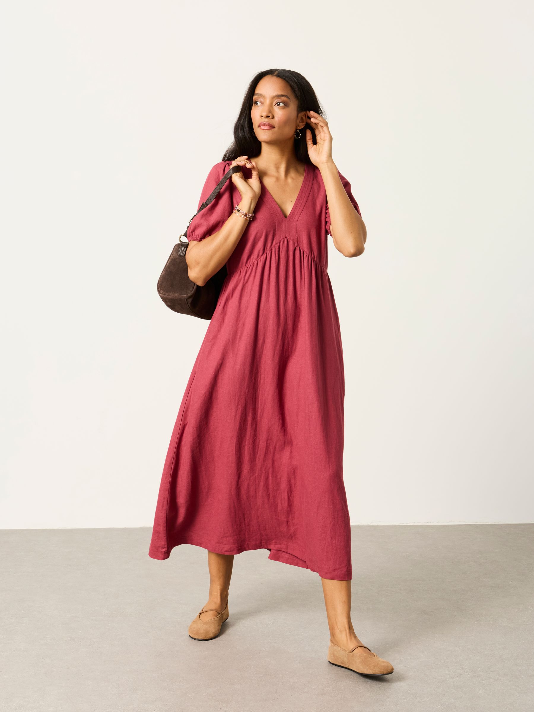 Remi Rust Brown Regular Linen Dress | FatFace USA Remi Rust Brown Regular Linen Dress | FatFace USA