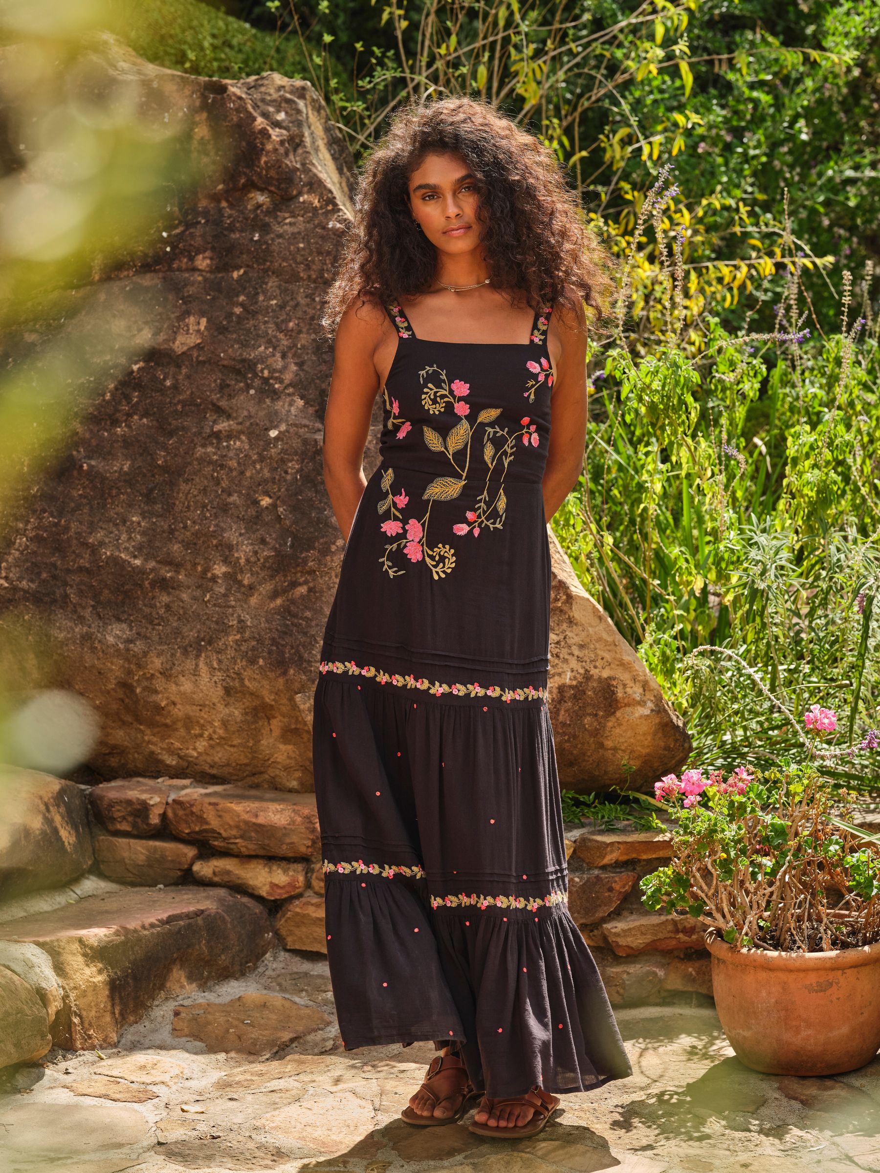Gia Black Regular Embroidered Maxi Dress - Image 1 of 7