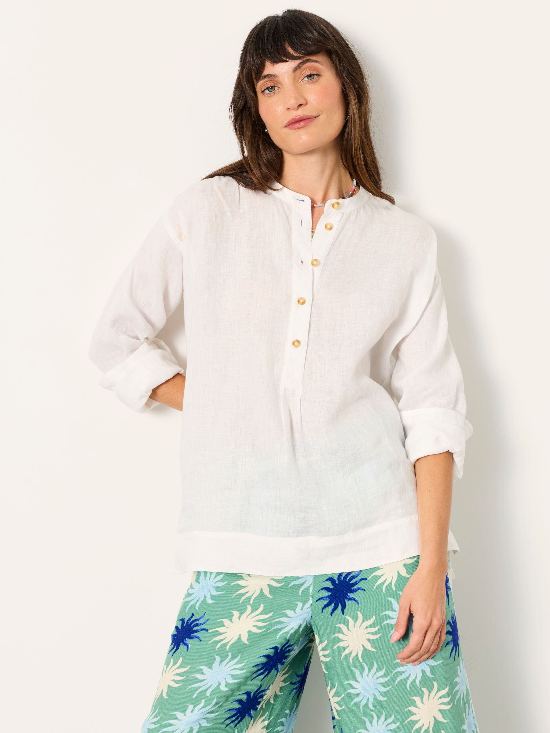 Julia White Regular Linen Popover - Image 2 of 8 Julia White Regular Linen Popover - Image 2 of 8