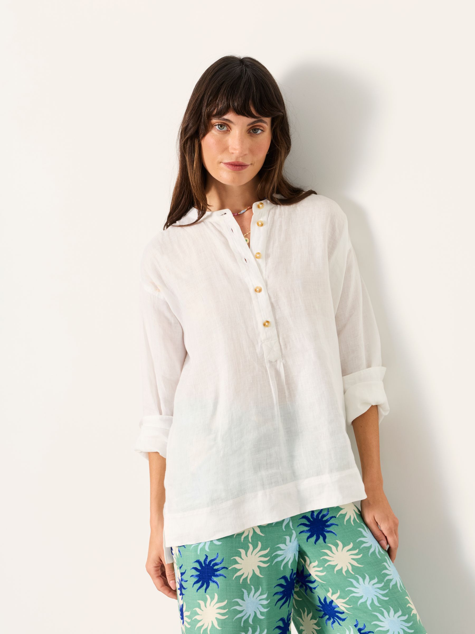 Julia White Regular Linen Popover - Image 7 of 8