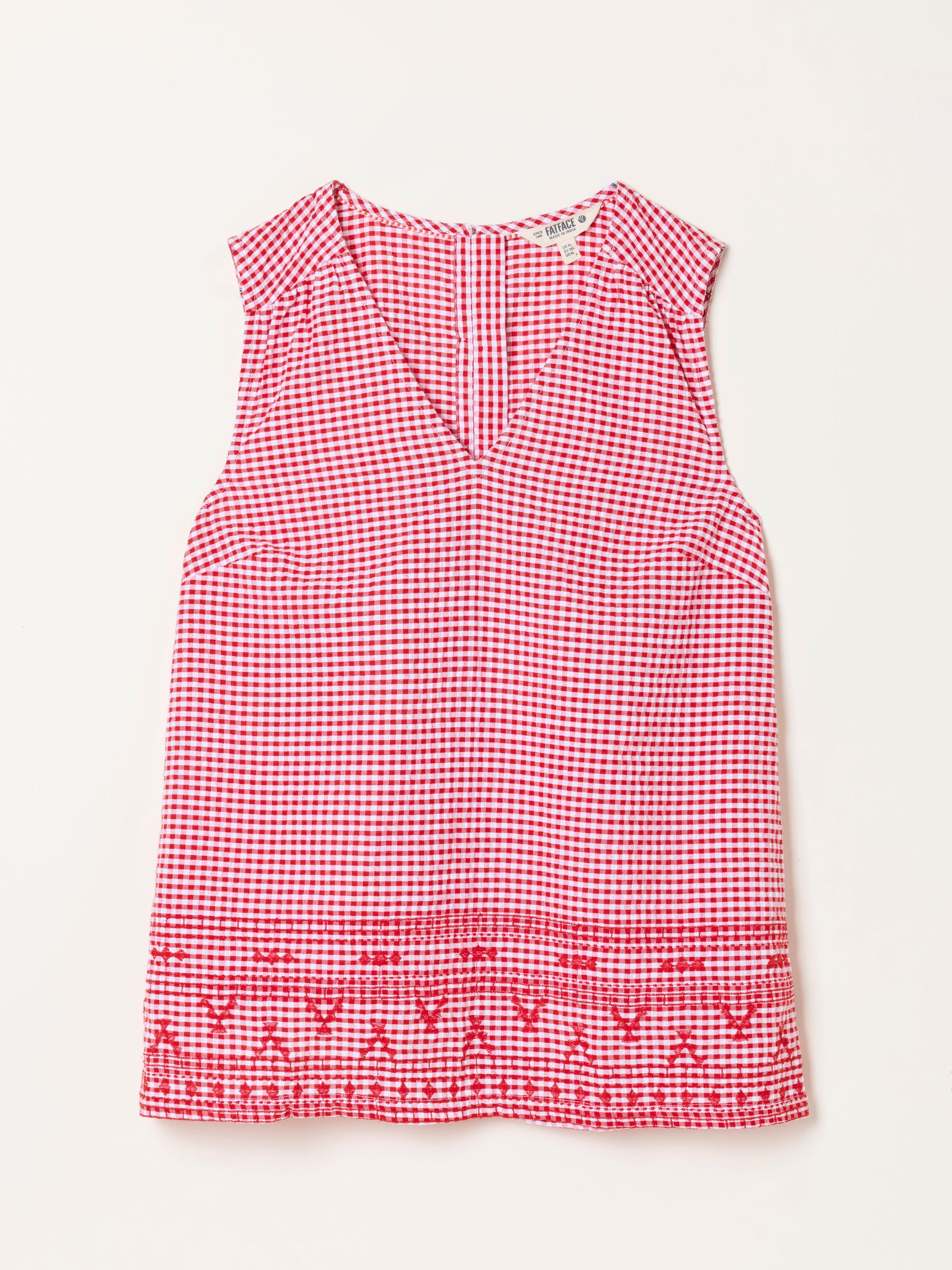 Etta Red Gingham Embroidered Cami - Image 6 of 6 Etta Red Gingham Embroidered Cami - Image 6 of 6