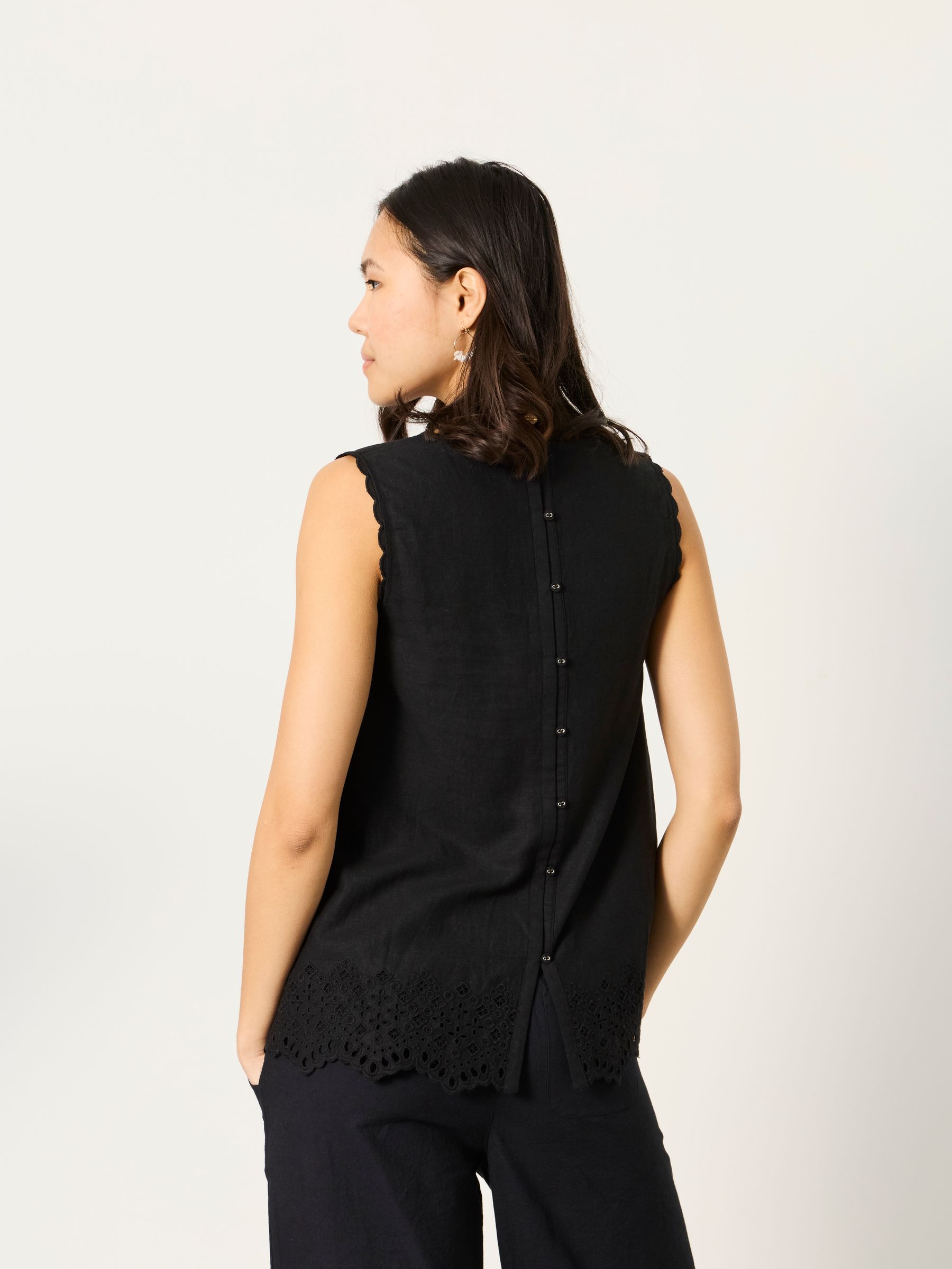 Ella Black Regular Broderie Cami - Image 2 of 7