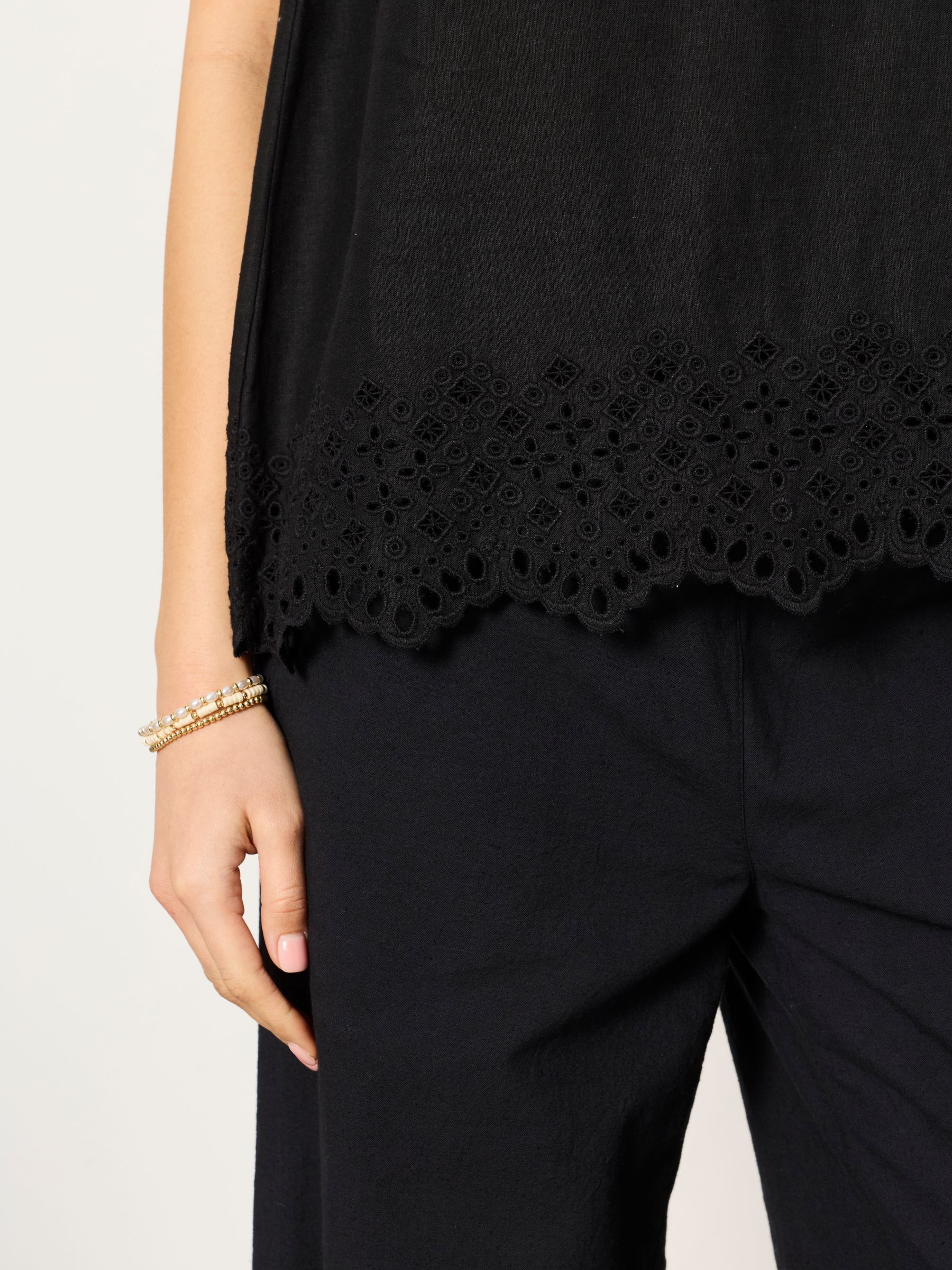 Ella Black Regular Broderie Cami - Image 6 of 7