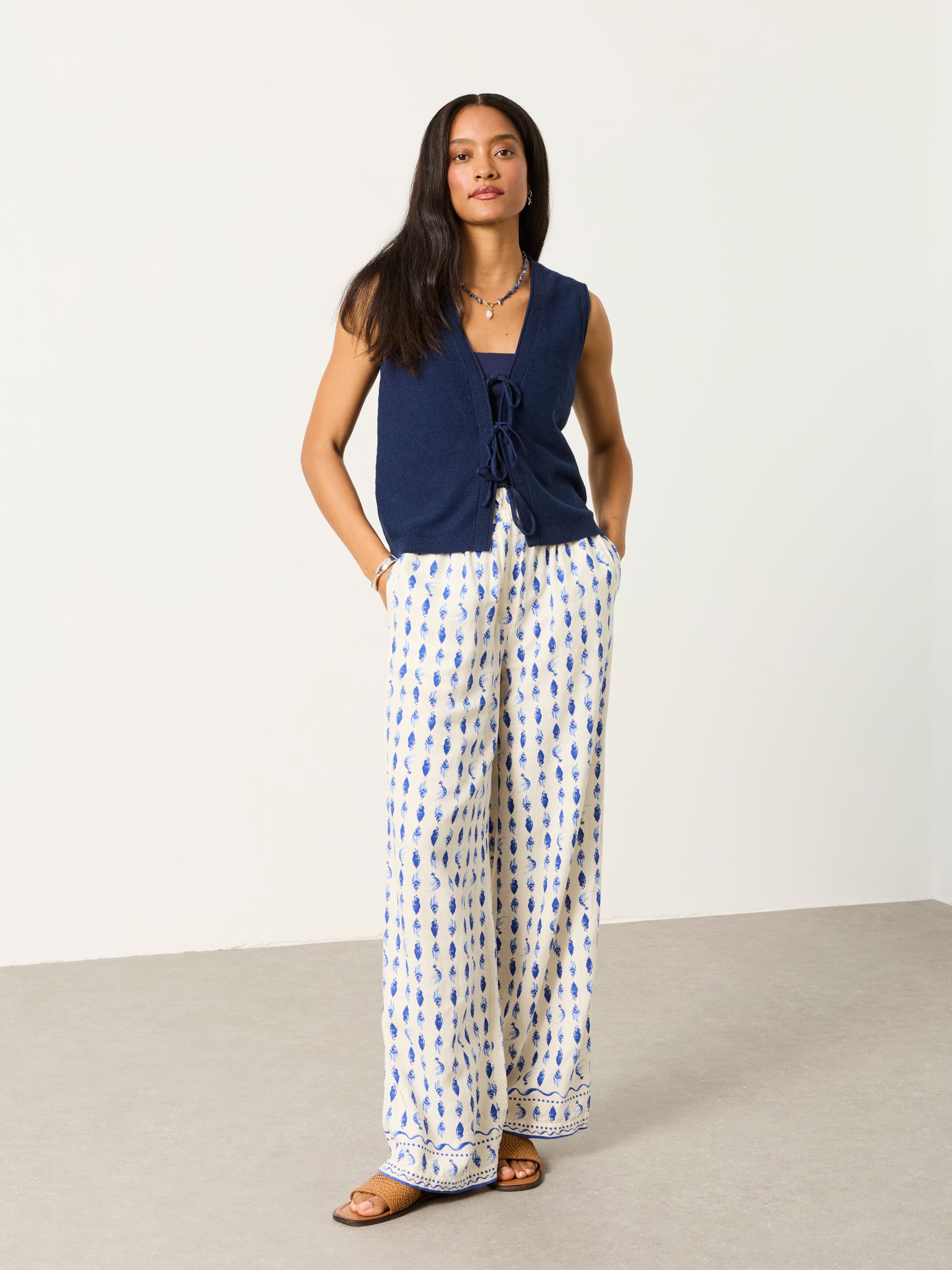 Navy Fia Tie Front Knitted  Vest - Image 3 of 6