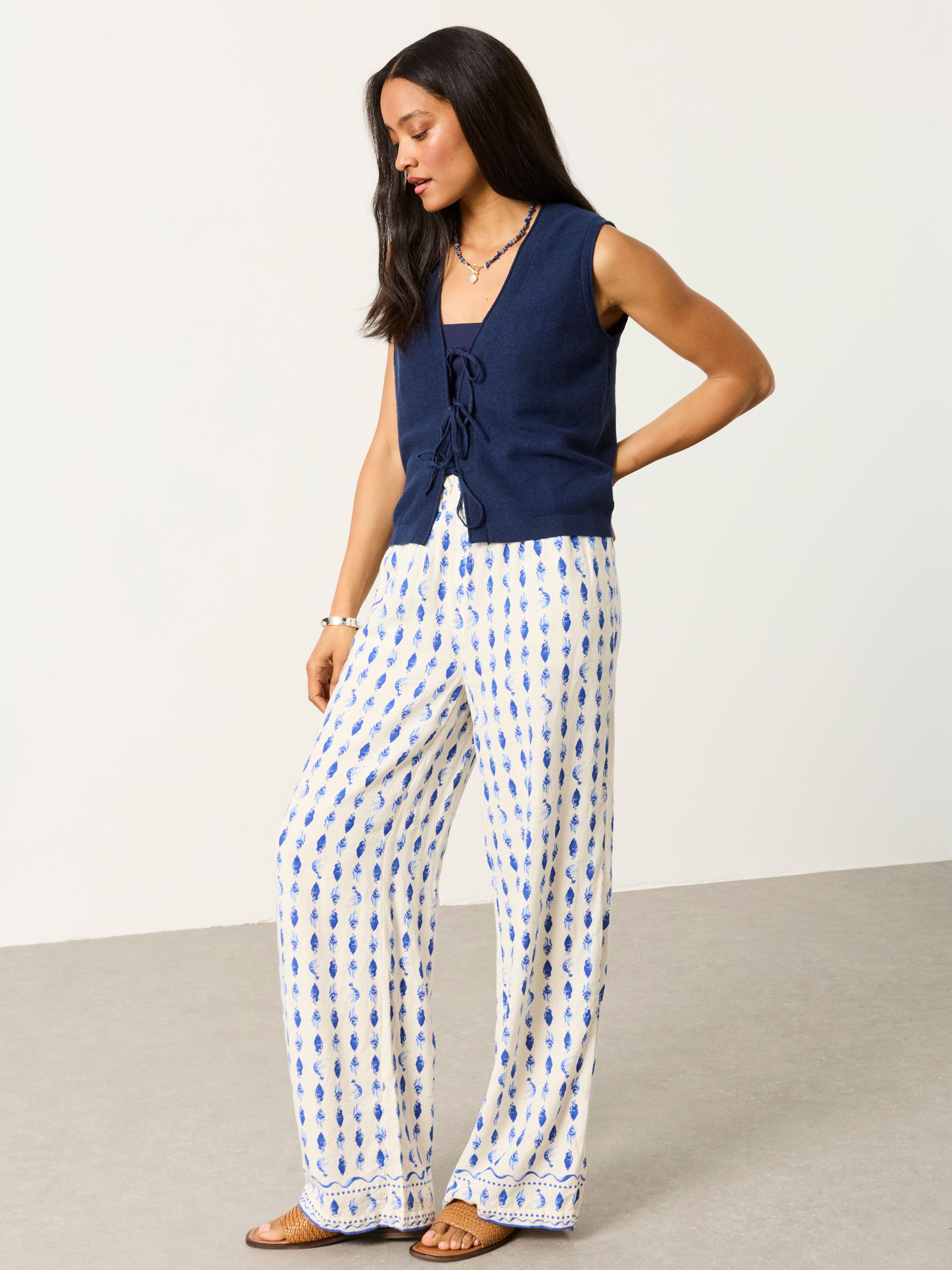 Navy Fia Tie Front Knitted  Vest - Image 4 of 6