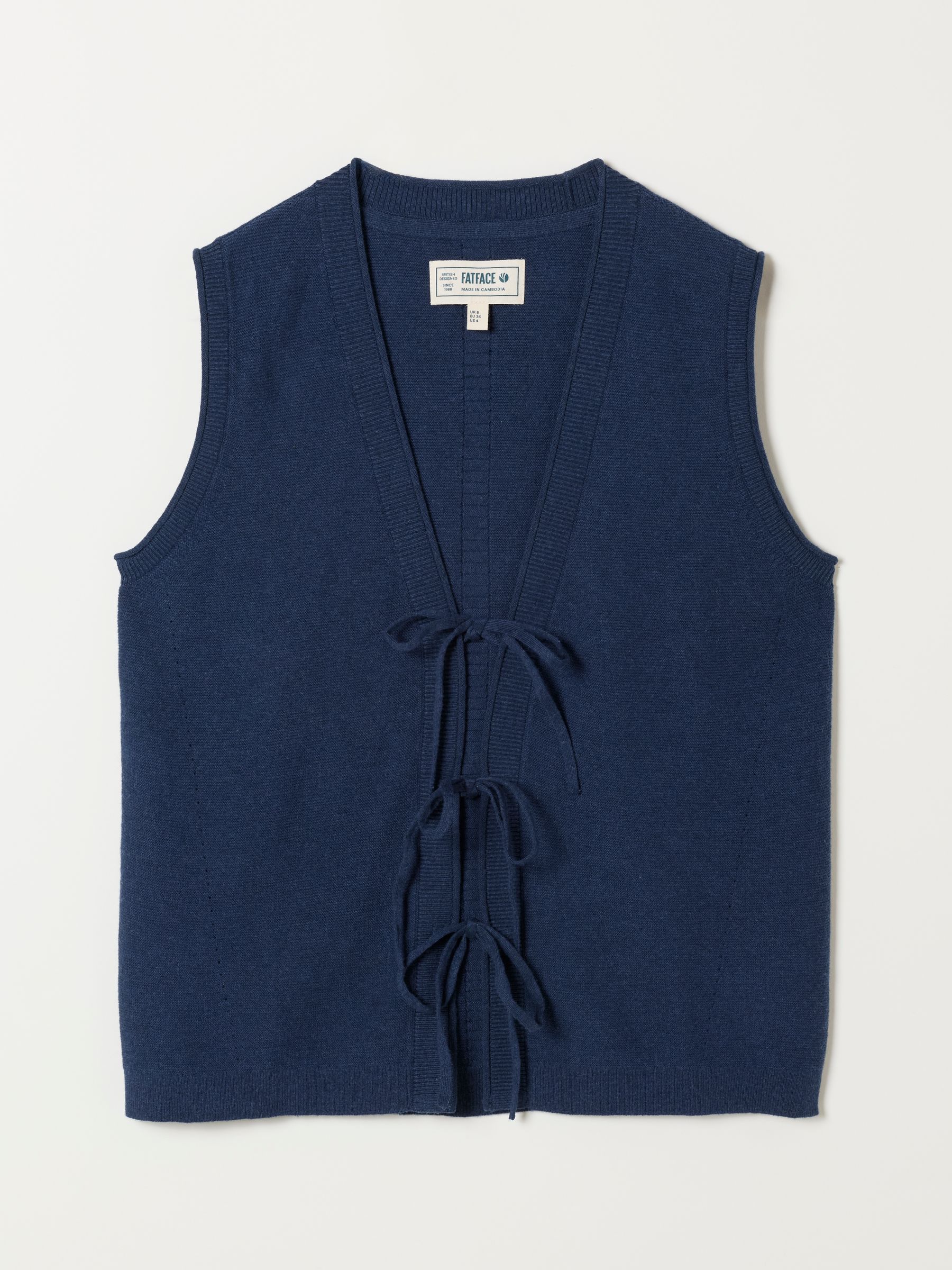 Navy Fia Tie Front Knitted  Vest - Image 6 of 6