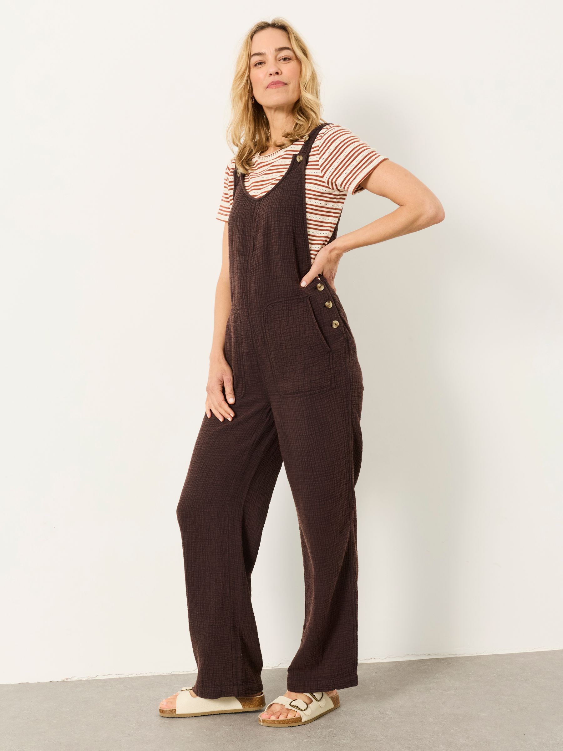 Chocolate Brown Regular Raffles Jumpsuit - Image 1 of 6