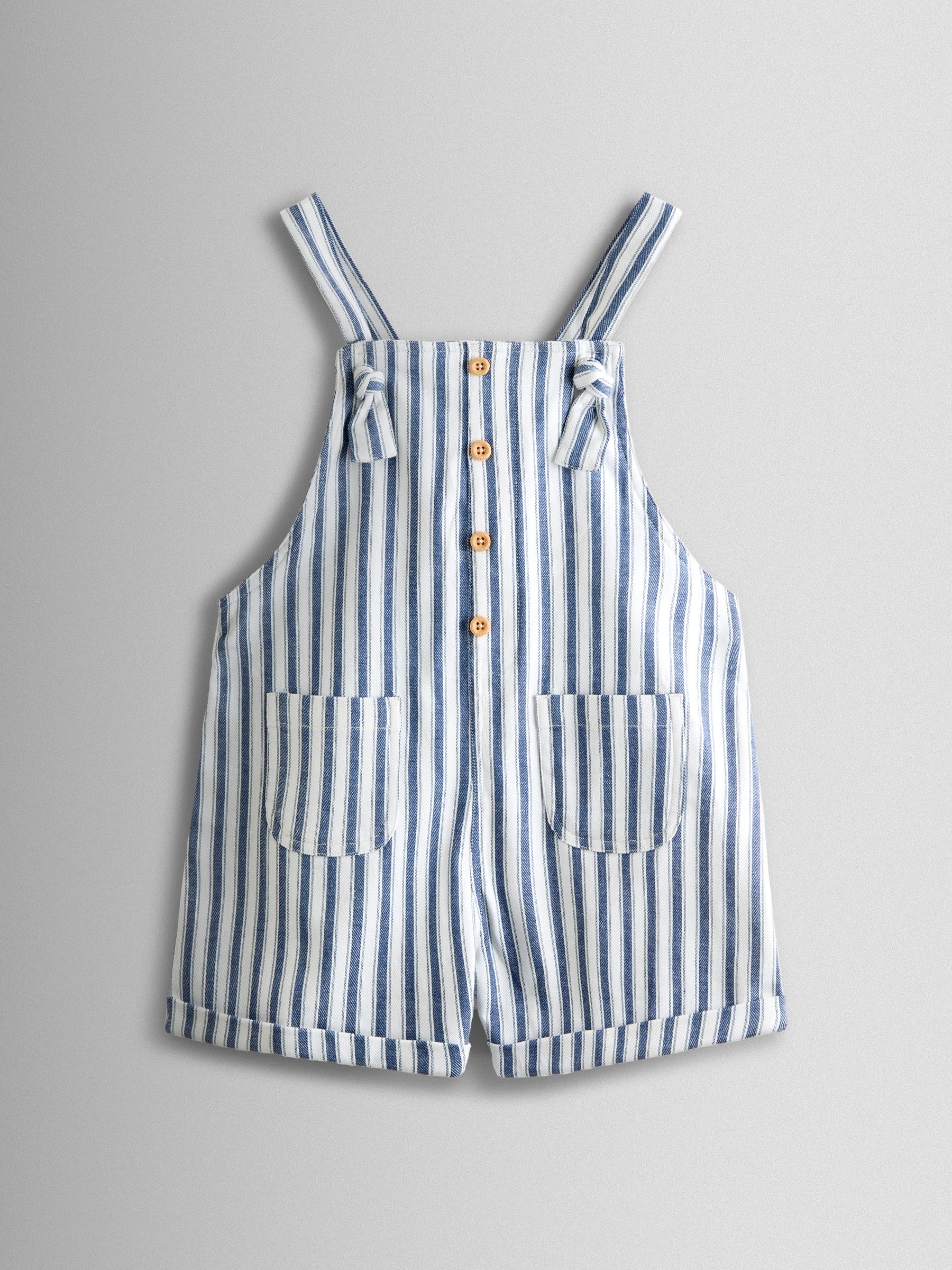 Blue Ticking Stripe Short Dungaree - Image 1 of 3