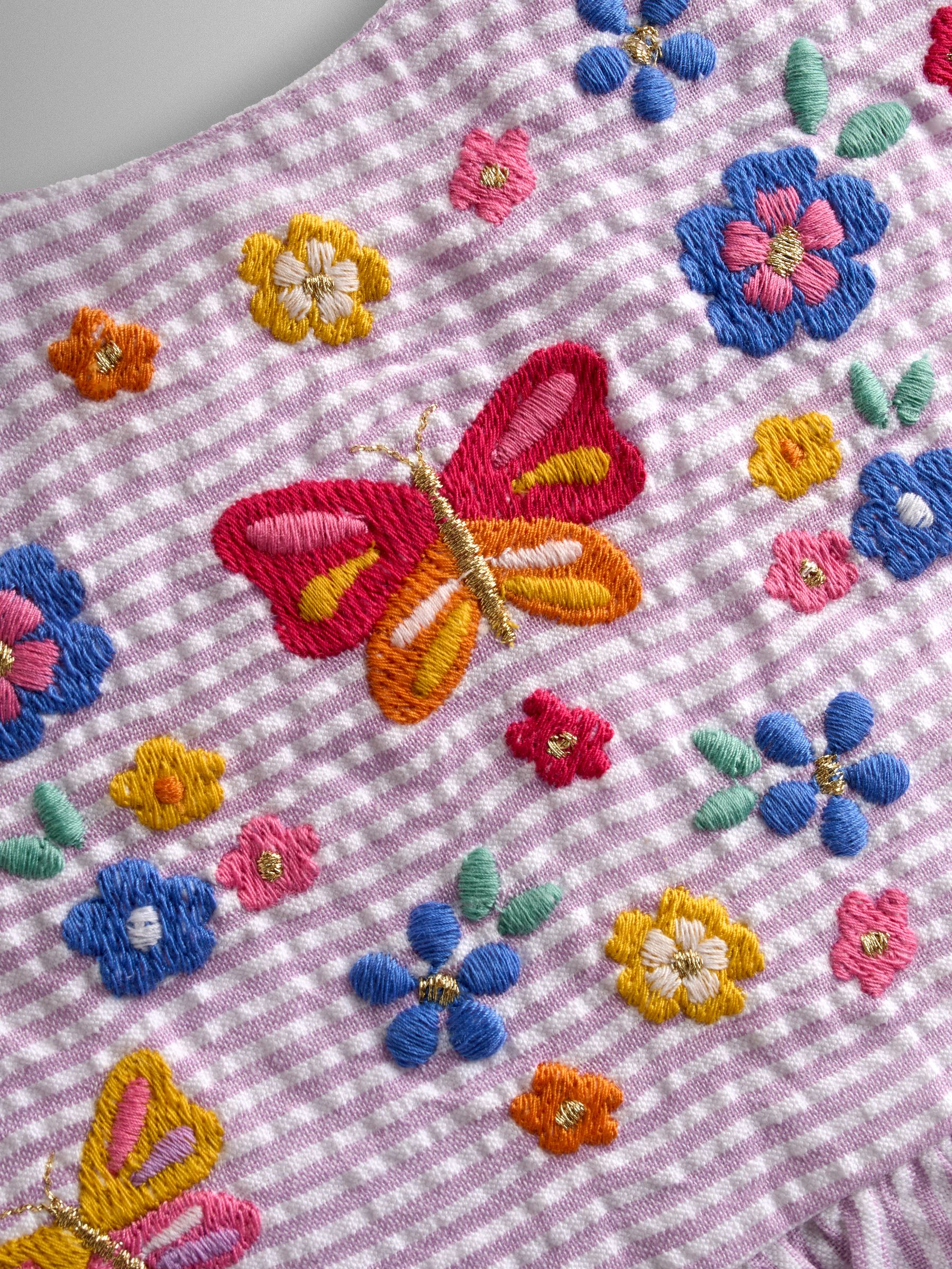 Lilac Purple Butterfly Cross Back Embroidered Top & Short Set - Image 6 of 7