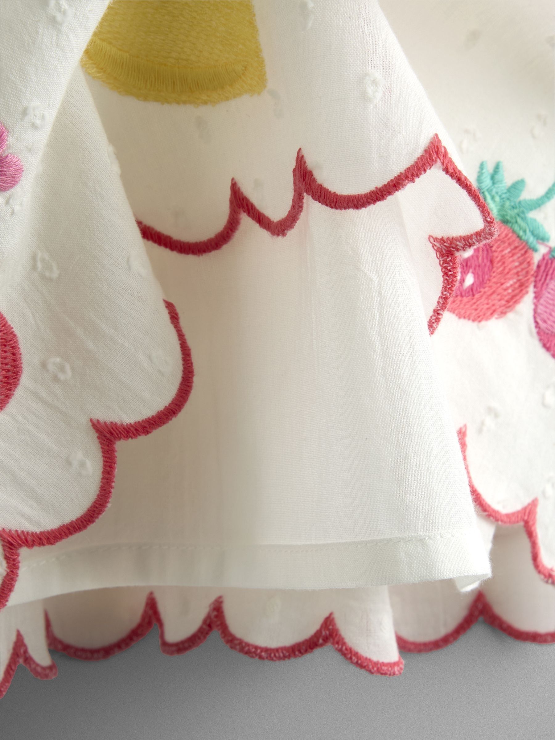White Fruit Applique V back Frill Dress - Image 3 of 4